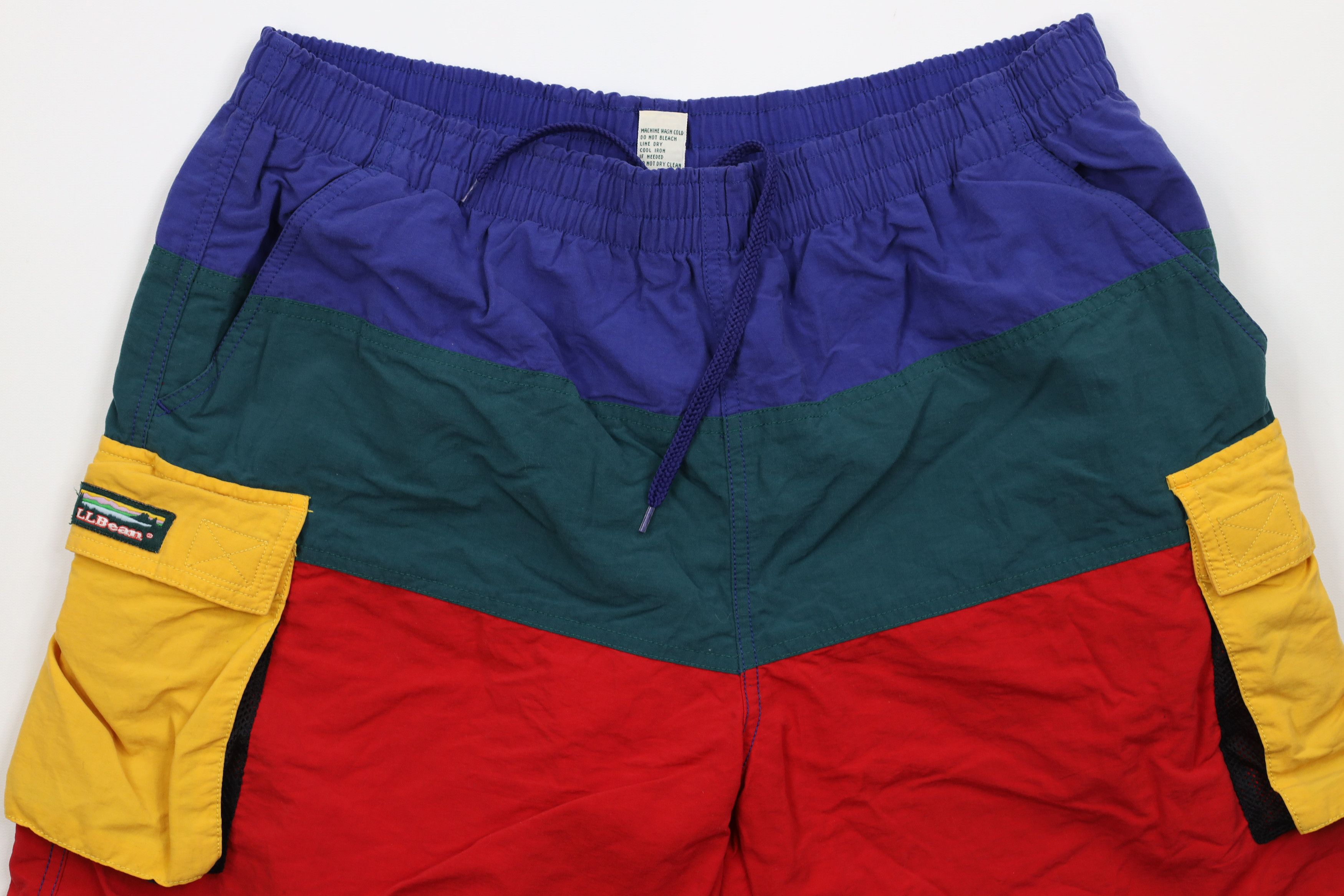 L.L. Bean × Vintage Vintage 90s LL Bean Out Rainbow Striped Lined Cargo Shorts Size US 34 / EU 50 - 3 Thumbnail