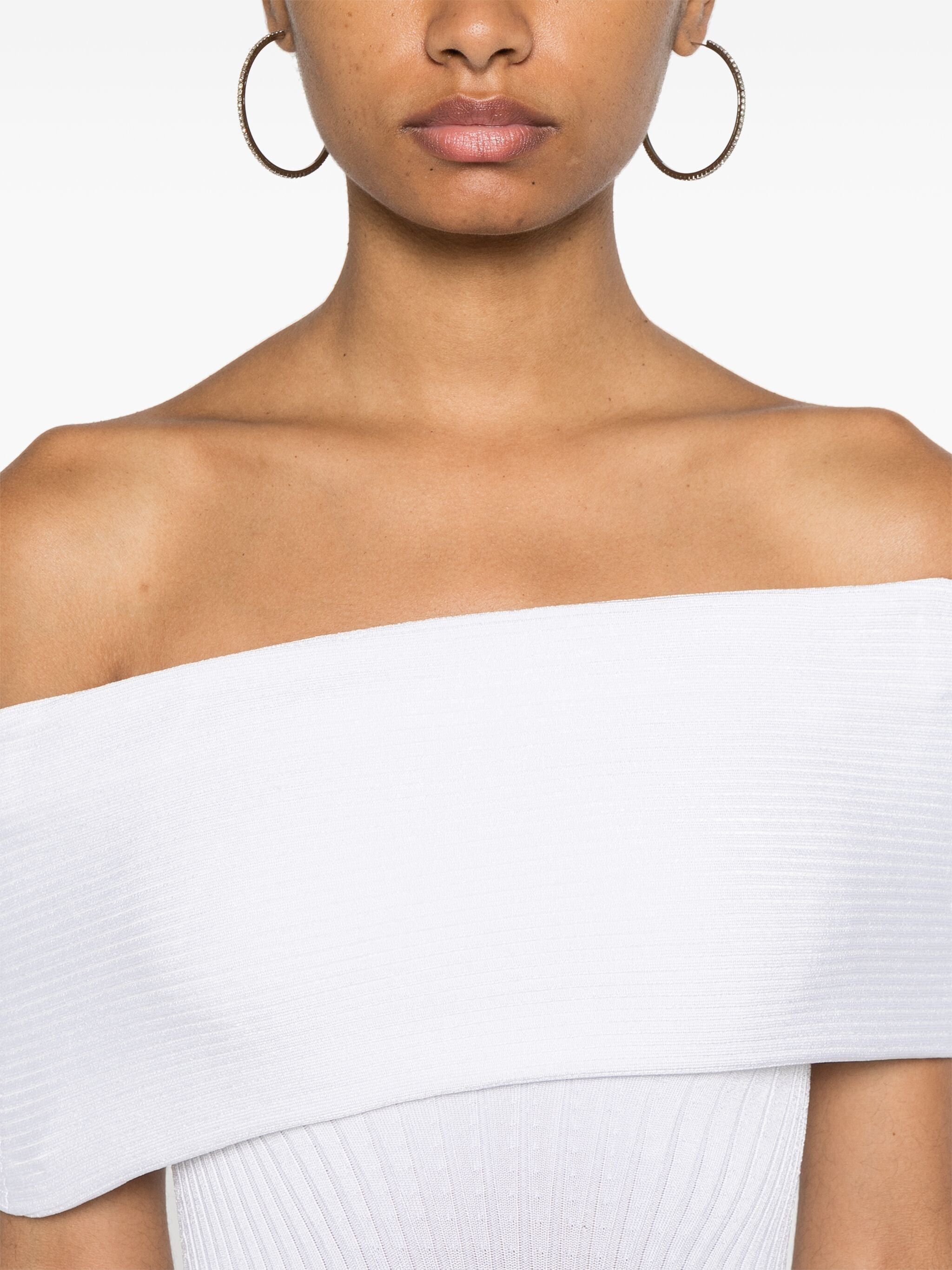 Mugler o1s22i1n1024 Off Shoulder Midi Dress in White Size M / US 6-8 / IT 42-44 - 5 Thumbnail