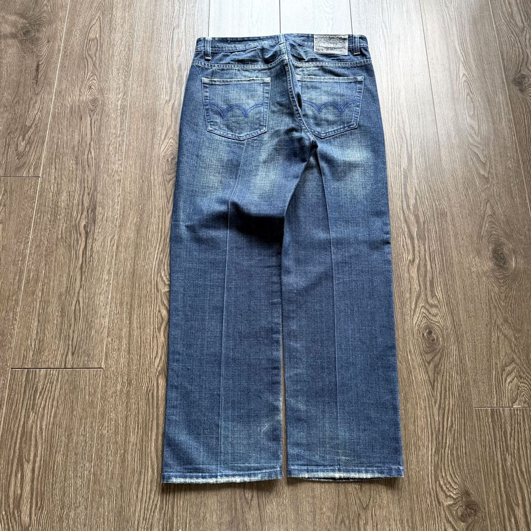 Denime Koman Jeans Mens 36x32 Baggy Grunge Y2K Blue Medium Wash Denim Straight Relaxed Fit Pants Size US 36 / EU 52 - 3 Thumbnail