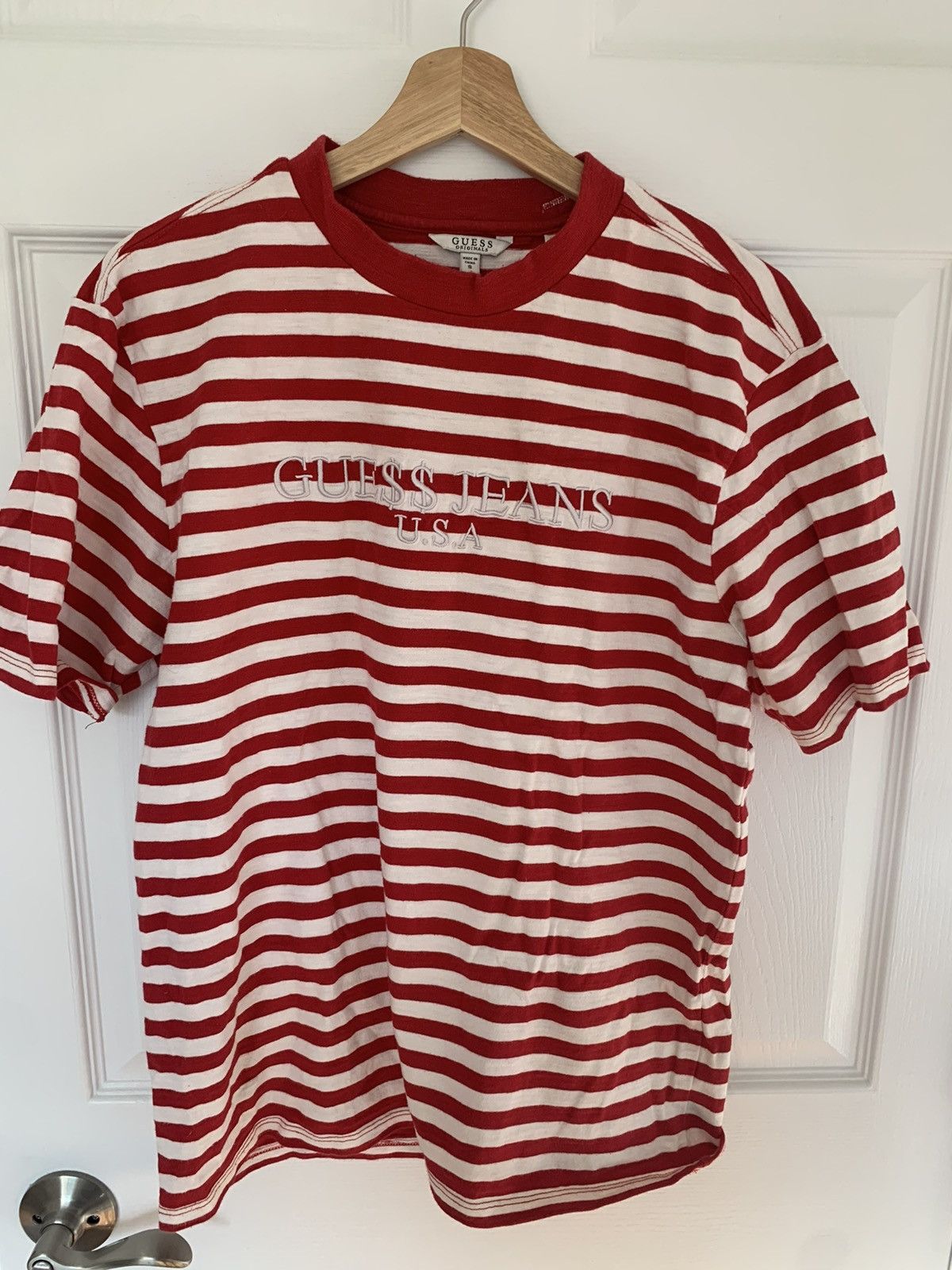 Fake guess striped sales shirt