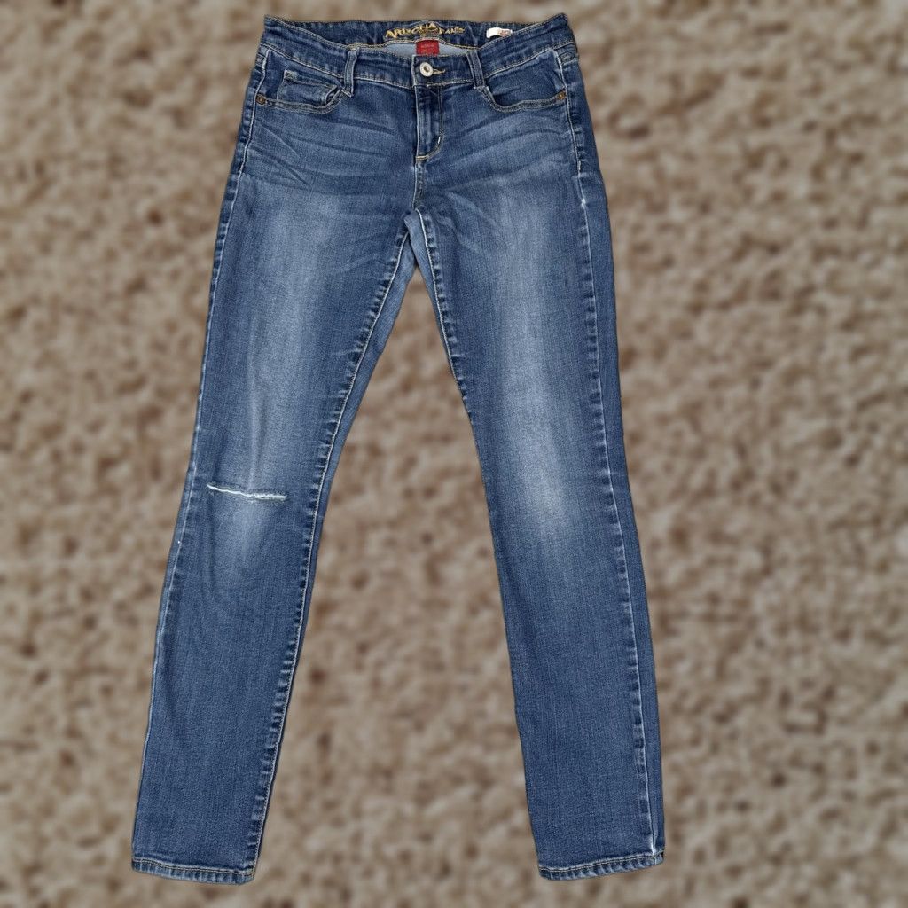 Vintage Arizona Jean Co Jeans Womens 12 Blue Super Skinny Mid Rise Distressed Stretch Size 28" / US 6 / IT 42 - 1 Thumbnail