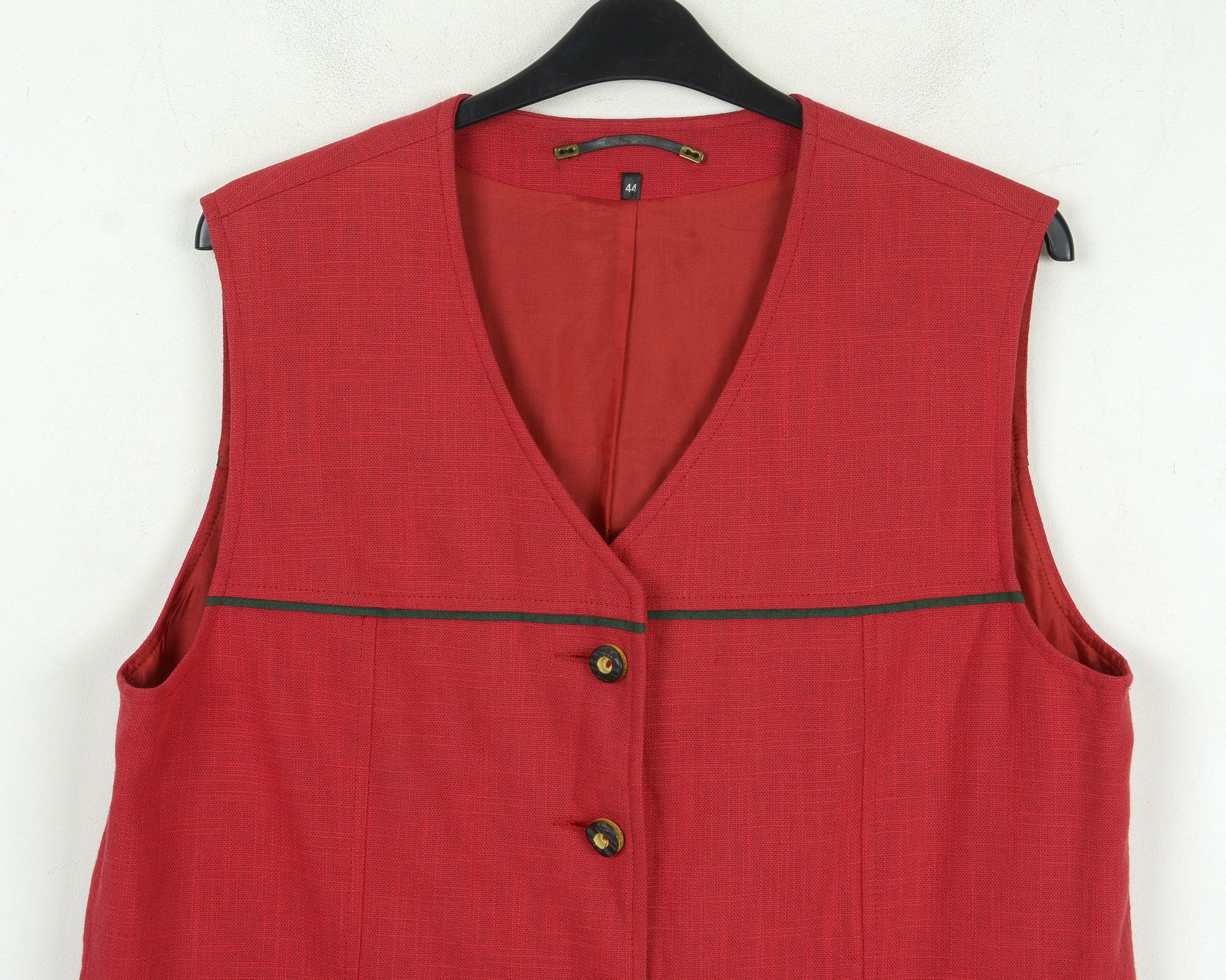 Other × Vintage Bavarian Linen Waistcoat Trachten Vest Jager Janker Tank Size L / US 10 / IT 46 - 3 Thumbnail