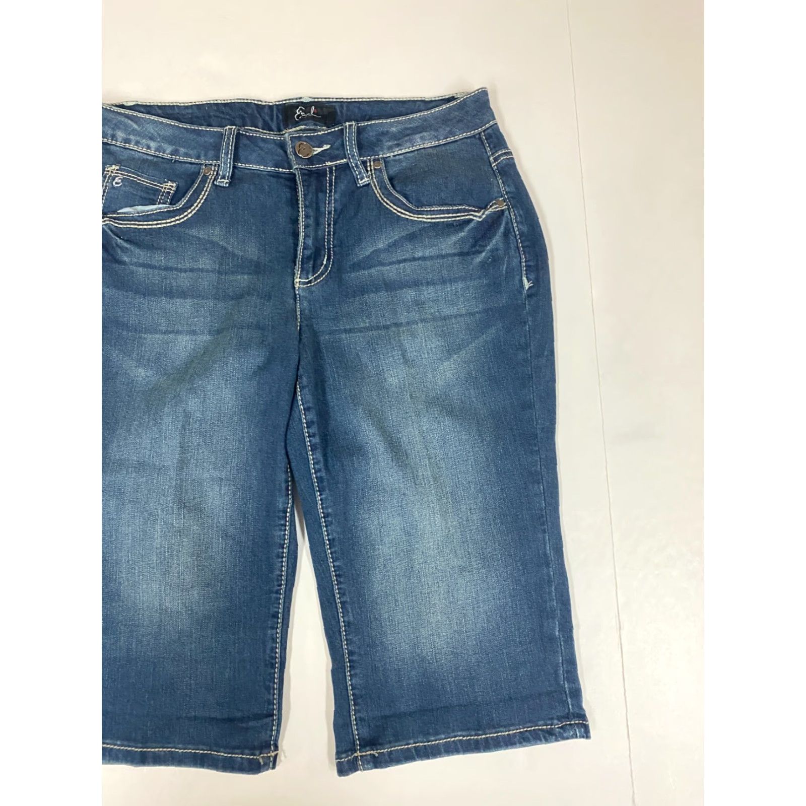 Vintage Earl Jean Womens Capri Jeans Blue 30 Regular Denim Cotton Blend Zipper Pockets Size 30" / US 8 / IT 44 - 2 Thumbnail