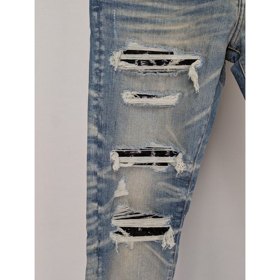 Amiri o1rshd1 Sequin Thrasher Jeans in Vintage Indigo Size US 33 - 6 Thumbnail