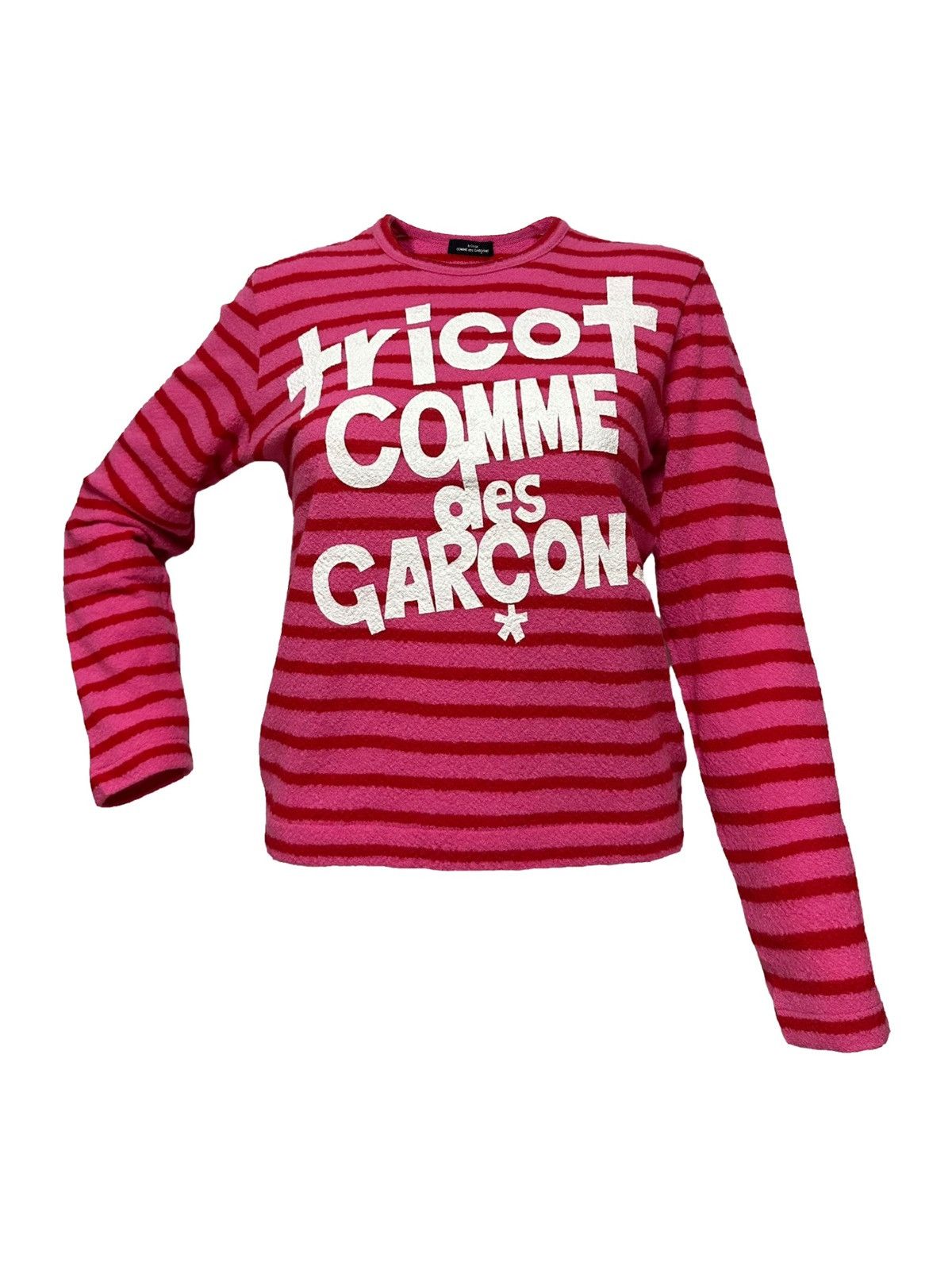 image of Tricot Comme Des Garcons Tricot Comme Des Garçons Logo Print Striped Sweater in Pink, Women's