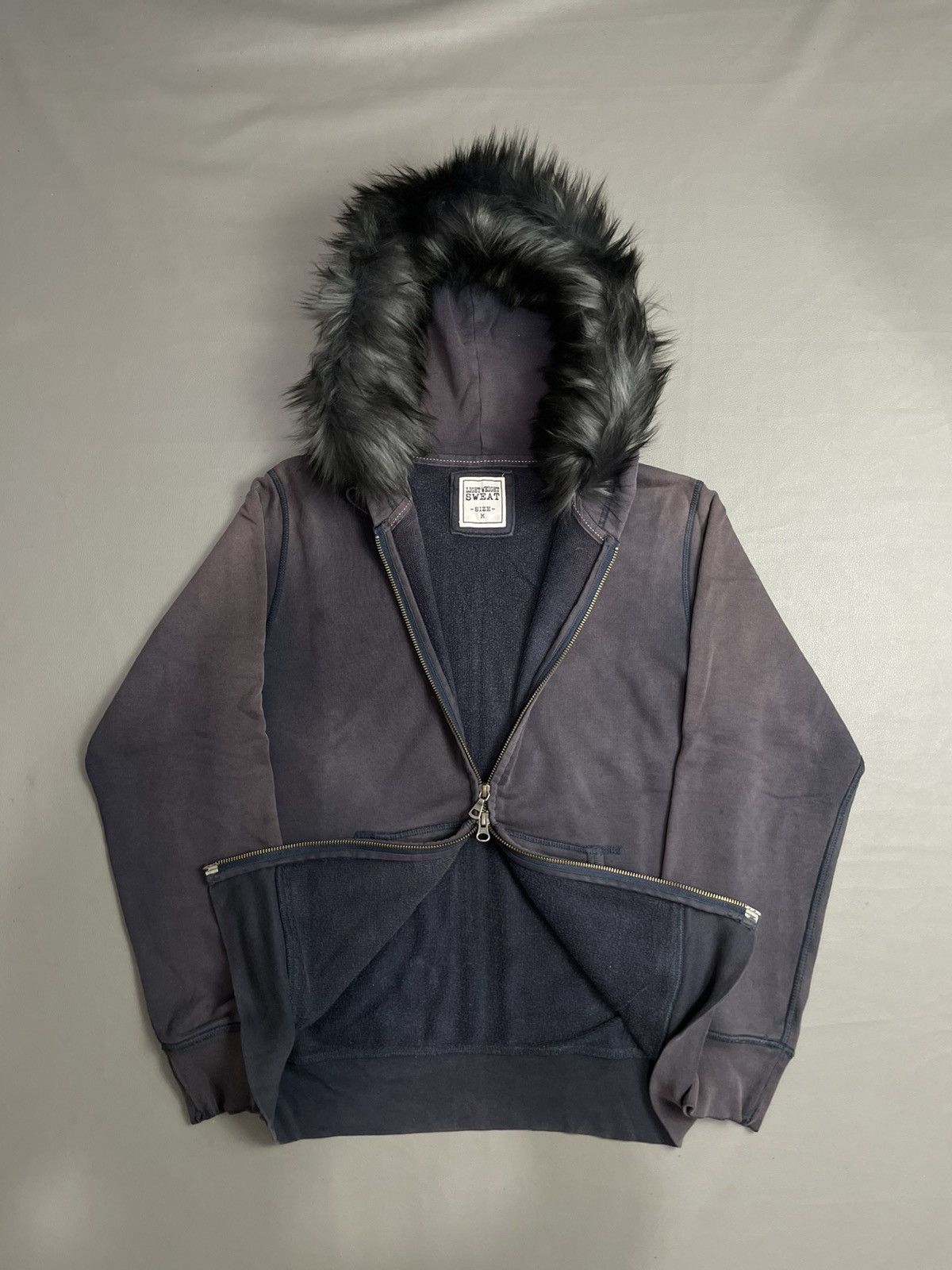 Le Grande Bleu (L.G.B.) Distressed Zip Fur Hoodie Black Gothic Vintage Style Size US M / EU 48-50 / 2 - 4 Thumbnail
