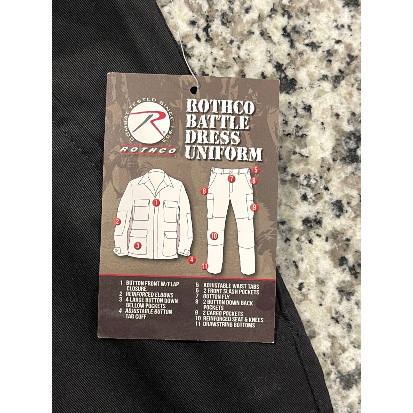 Rothco Rothco BDU Pants Cargo Army Military Uniform Trouser 6 Pocket Black M Regular Waist 34 Inseam 32.5 Button Belt Loops Mens Size US 31 - 4 Thumbnail