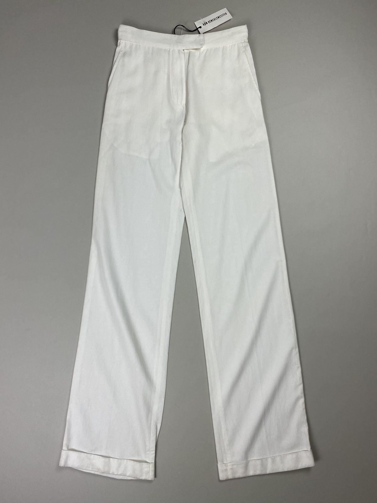 image of Ann Demeulemeester Ladies Wide Leg Dress Pants Trousers in White, Women's (Size 24)