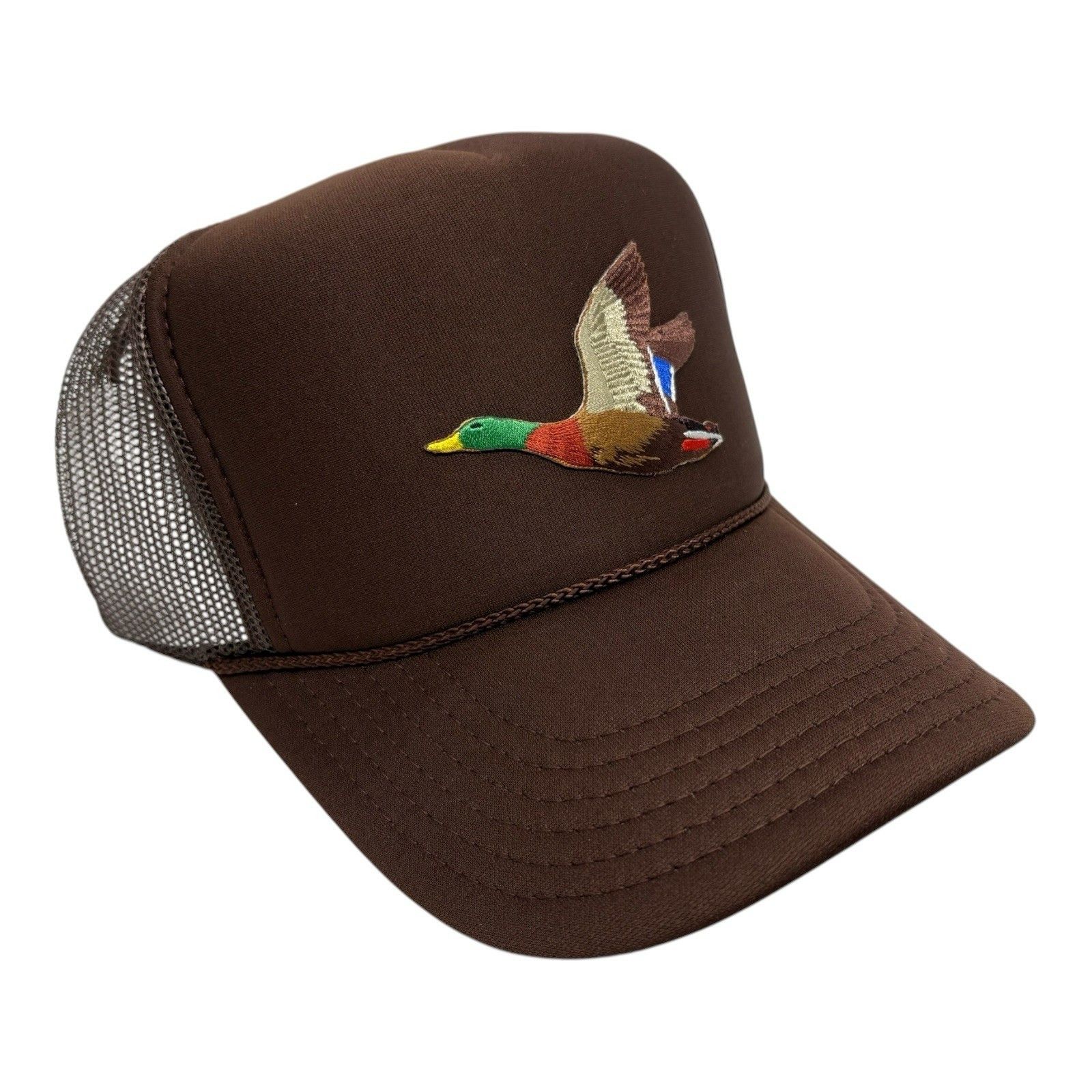 Vintage HUNTING DUCK MALLARD BROWN CAP HIGH CROWN TRUCKER SNAPBACK Size ONE SIZE - 1 Thumbnail