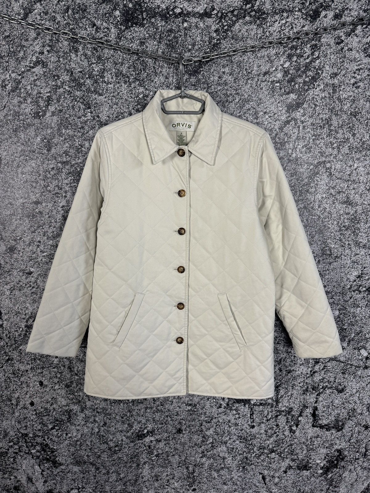 Orvis Women’s Orvis Quilted Jacket Cream Coat Button Up Size M Size M / US 6-8 / IT 42-44 - 1 Thumbnail
