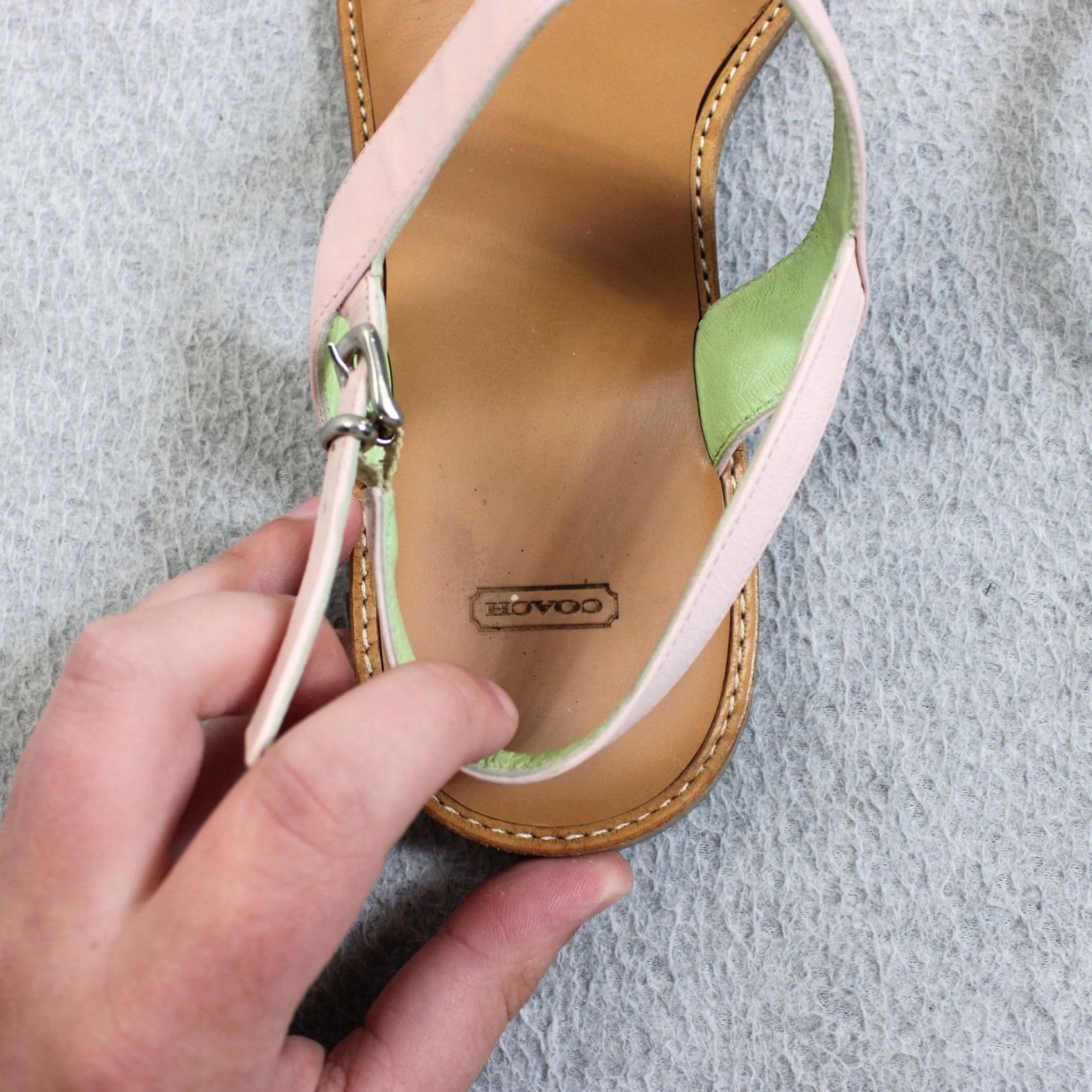 Coach Coach Sandals Women Size 8 Pink Leather Thong Ankle Strap Italy Quiet Luxury Y2K Size US 8 / IT 38 - 8 Thumbnail
