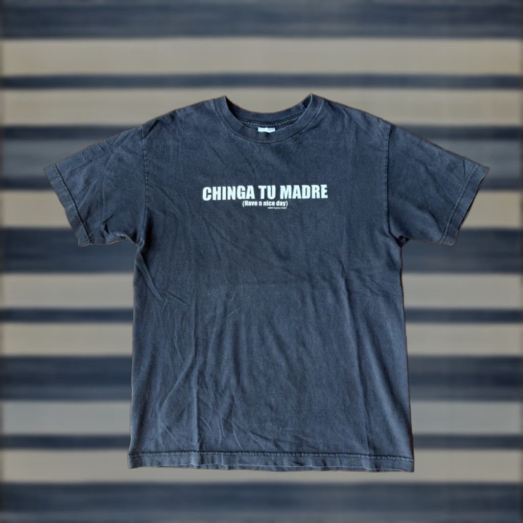 Vintage VINTAGE Fashion Victim T-Shirt Medium Black 2003 Slogan Chinga Tu Madre 90s Rock Punk Quotes Graphic Print Unisex Adults Size US M / EU 48-50 / 2 - 1 Thumbnail