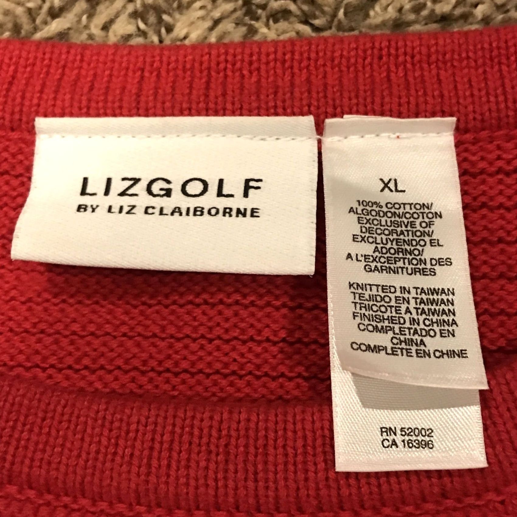 Liz Claiborne VINTAGE Liz Claiborne Golf Pullover Sweater Red XL Ladies Knit Cotton Round Neck Long Sleeve Women 90s N/A Size XL / US 12-14 / IT 48-50 - 2 Thumbnail