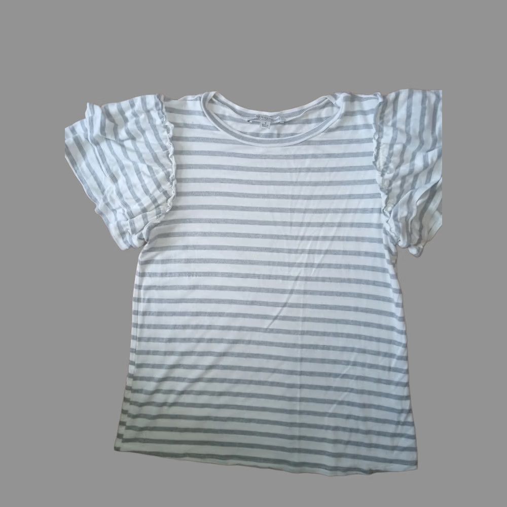 Vintage Green Envelope T-Shirt Shirt Women Small White Striped Short Sleeve Ruffle Knit Cotton Blend Casual Everyday Size S / US 4 / IT 40 - 1 Thumbnail