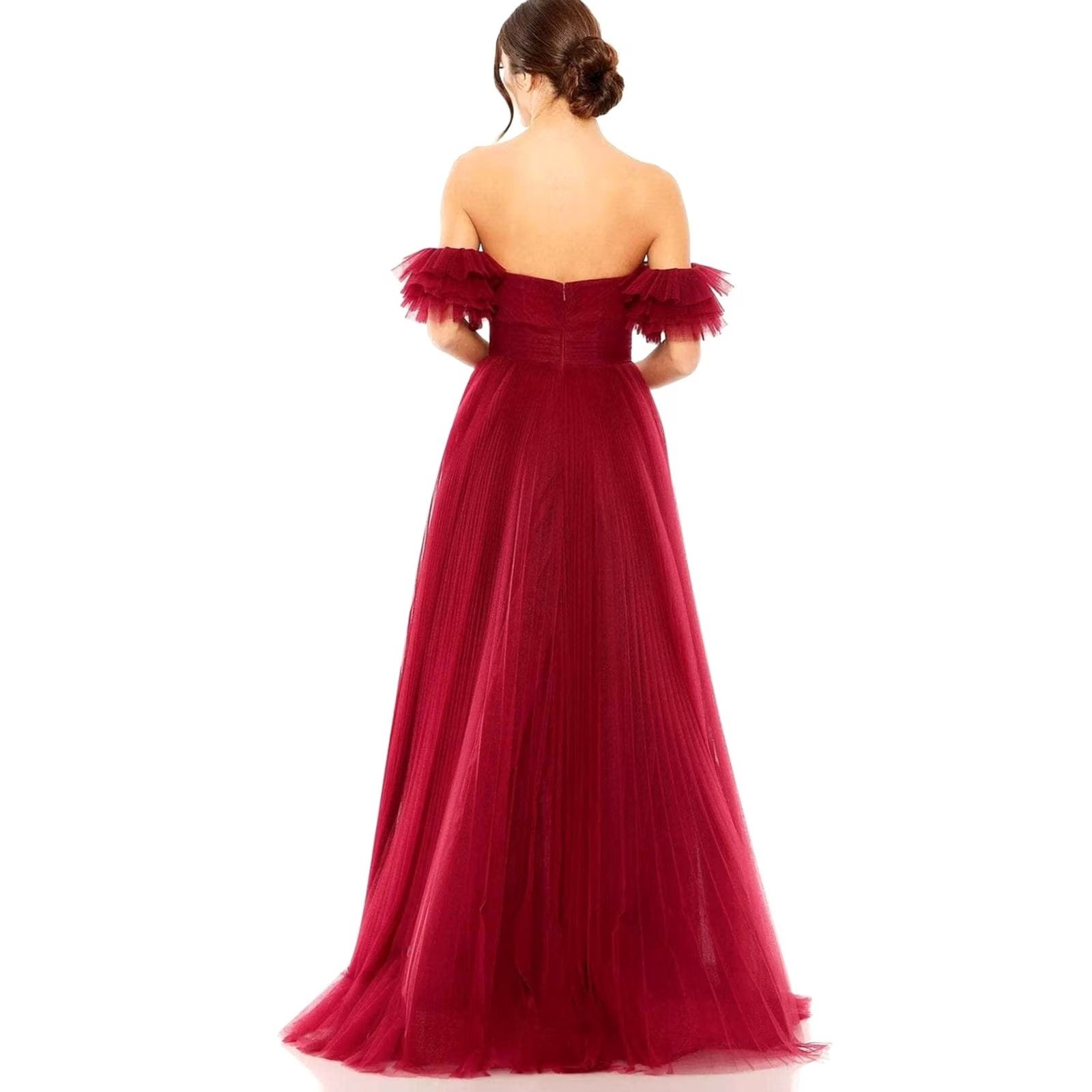 Mac Duggal Mac Duggal Womens Off Shoulder Tulle Gown Dress Red 12 Size XL / US 12-14 / IT 48-50 - 2 Thumbnail