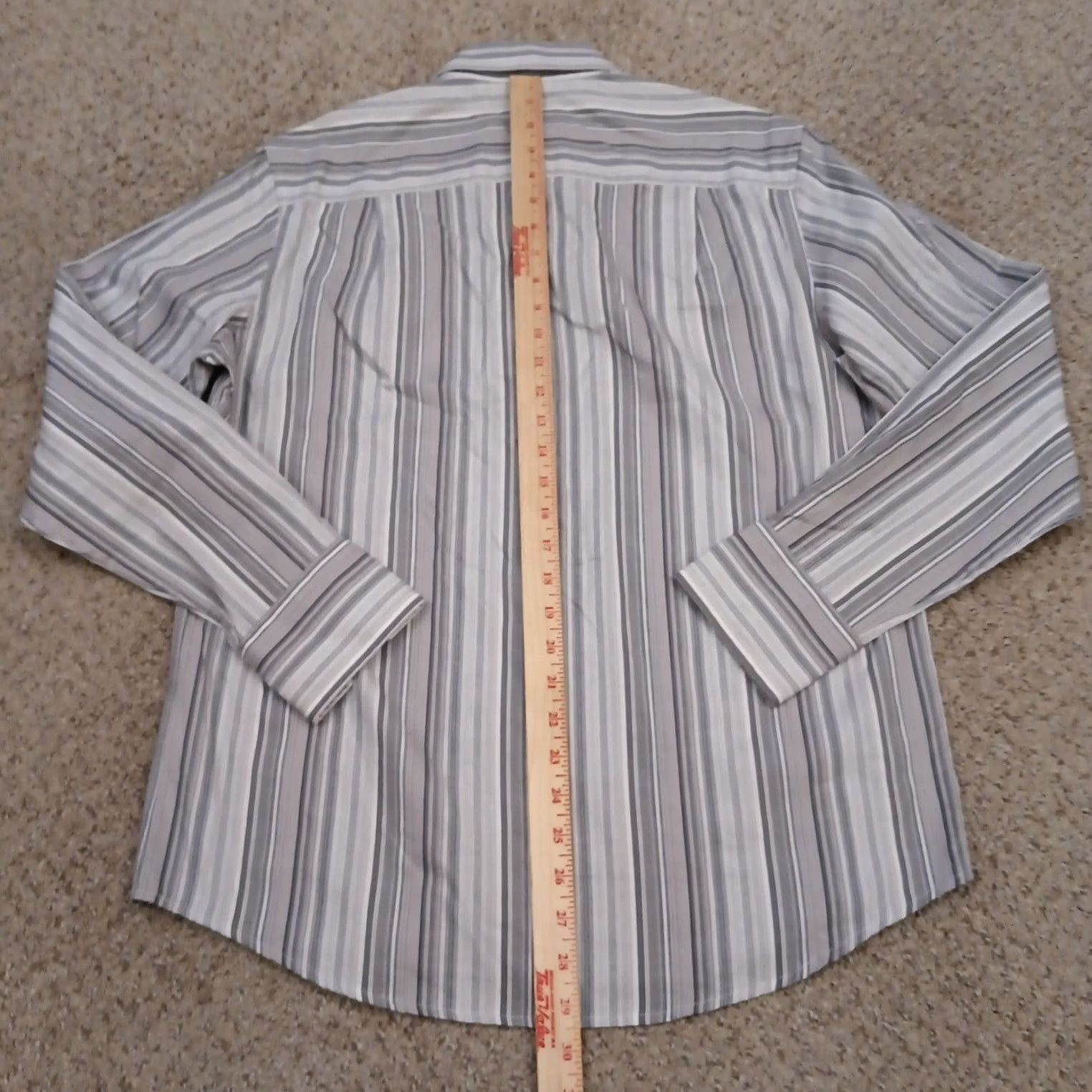 Tasso Elba Tasso Elba Shirt Mens Small Gray Striped Long Sleeve Button Up Cotton Size US S / EU 44-46 / 1 - 6 Thumbnail