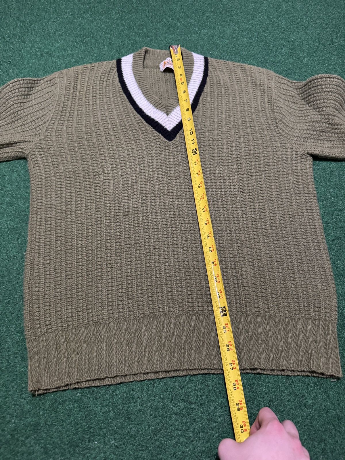 Vintage Campus Bulky Knit Oliver Green V Neck Lambs wool Sweater Size US M / EU 48-50 / 2 - 6 Thumbnail