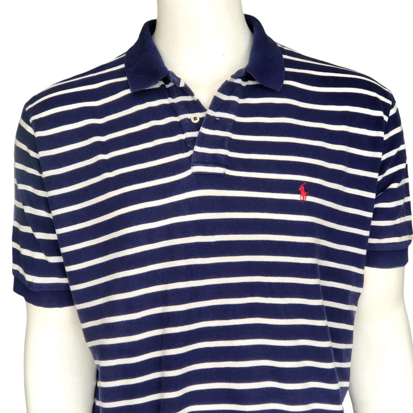 Polo Ralph Lauren Polo Ralph Lauren Polo Shirt - Blue Striped - XL - 100% Cotton - Short Sleeve - Men’s/N/A Size US XL / EU 56 / 4 - 2 Thumbnail
