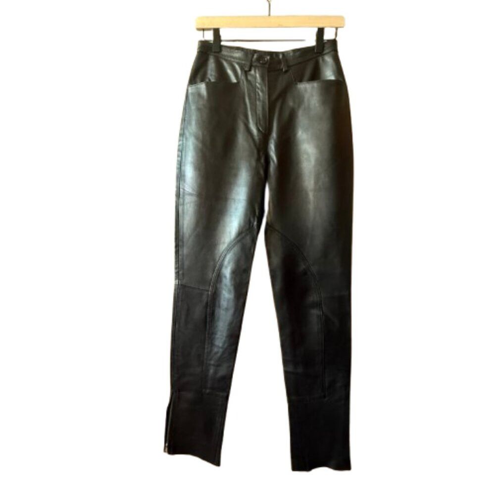 Donald Pliner Donald J Pliner Black Real Leather High Rise Ankle Zip Pant Size 27" / US 4 / IT 40 - 1 Thumbnail