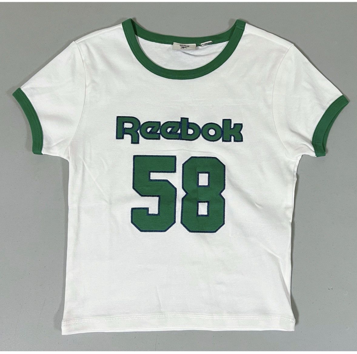Reebok White ‘Reebok’ Logo Graphic Ringer Tee T-Shirt Top Size M ⚽️✨ Size M / US 6-8 / IT 42-44 - 1 Thumbnail