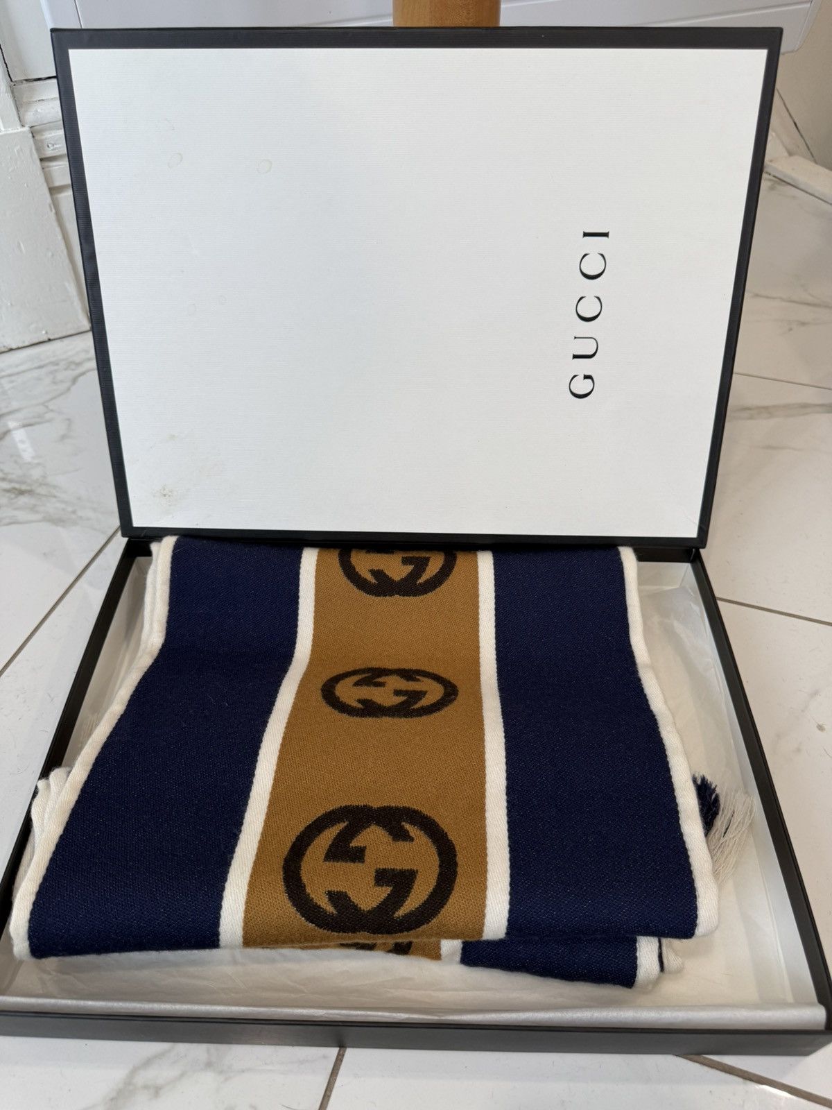 Gucci Gucci Reversible Unisex Wool Scarf Size ONE SIZE - 7 Thumbnail