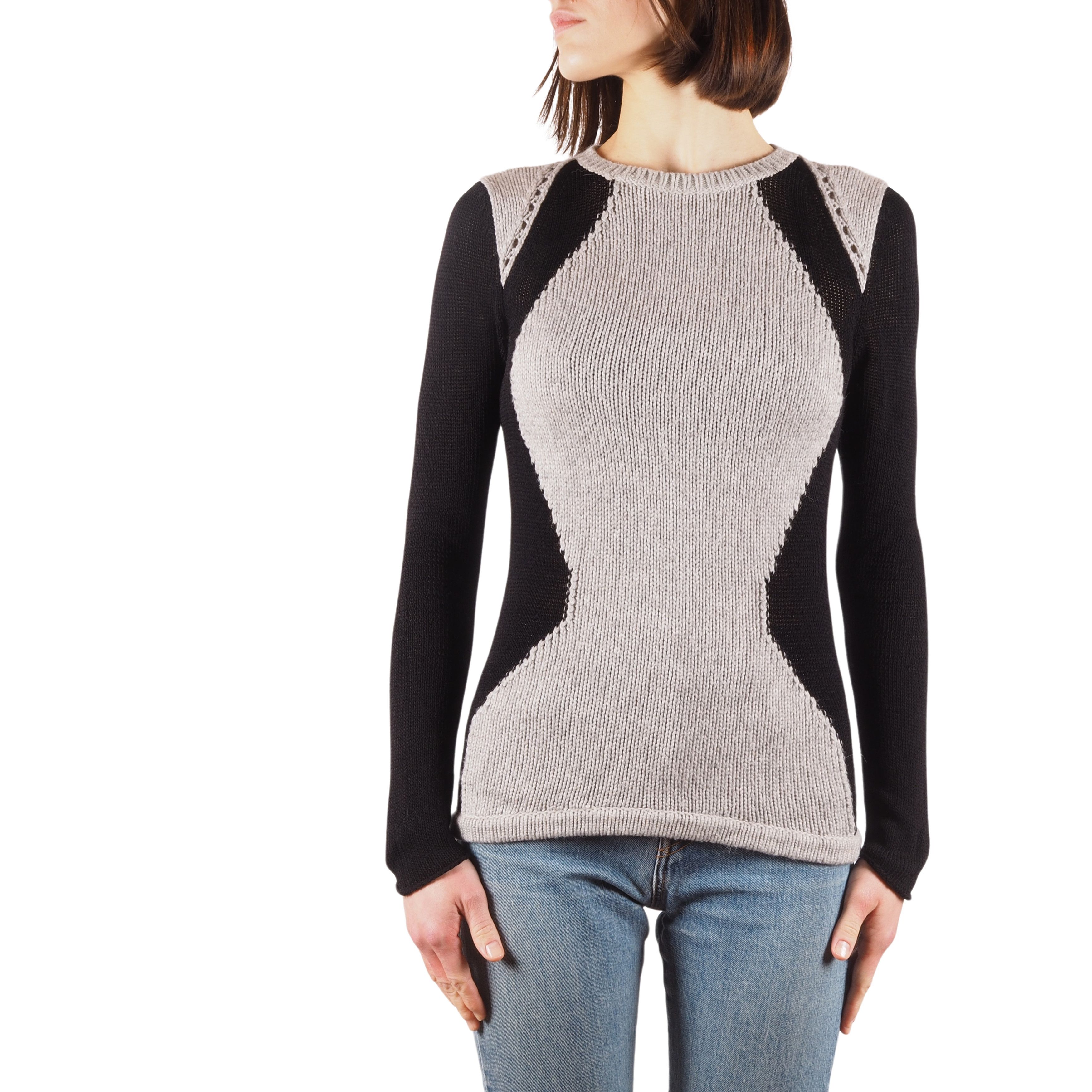 Helmut Lang Helmut Lang Obstructed Borders Black Gray Knit Sweater Size S / US 4 / IT 40 - 1 Thumbnail