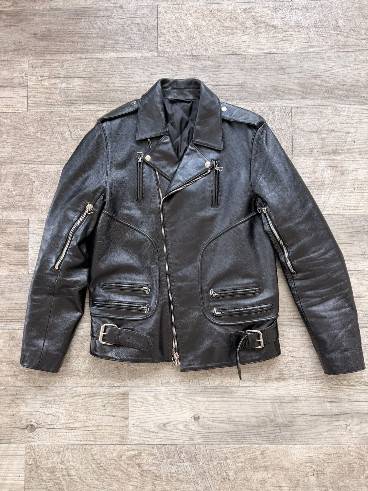Balmain Black Horse Leather Double Rider Jacket | Grailed