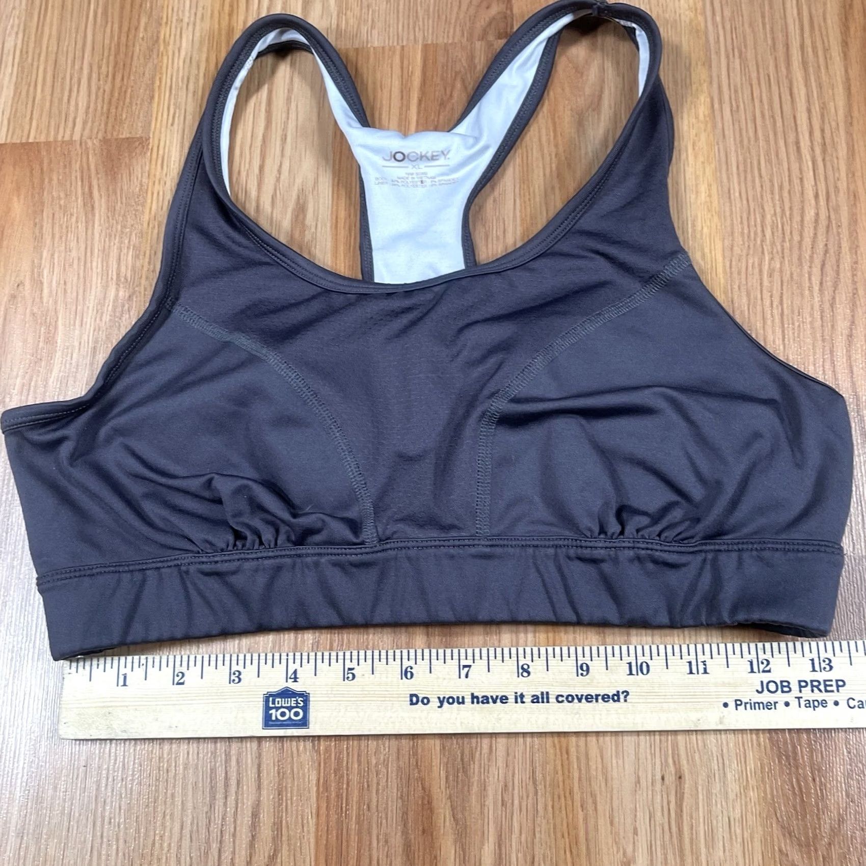 Jockey Jockey Sports Bra Women's XL Gray Racerback Stretchy Athletic Shirt? Size ONE SIZE - 5 Thumbnail