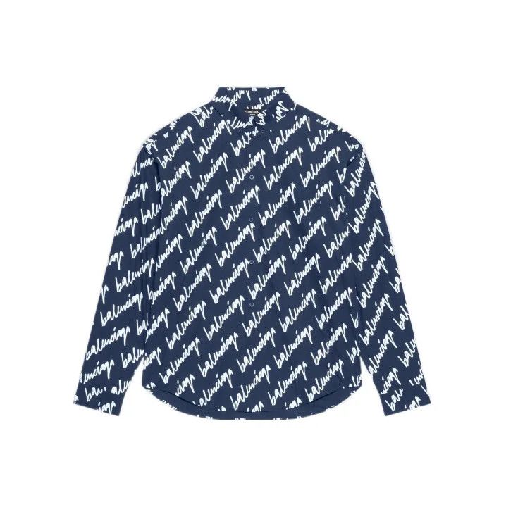 Balenciaga Balenciaga SS22 Logo Blue Long Sleeve Shirt Size US M / EU 48-50 / 2 - 1 Thumbnail