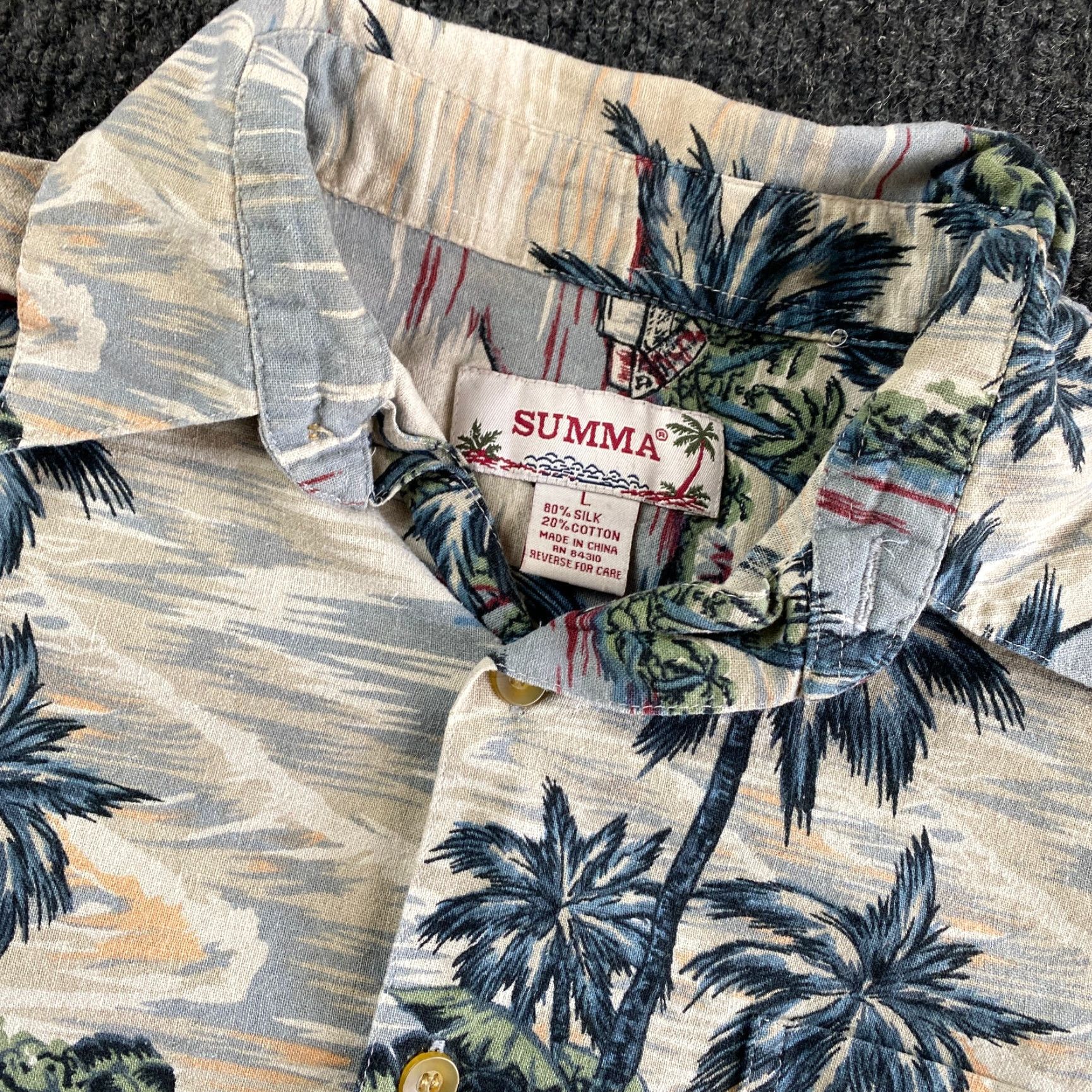 Vintage VINTAGE Summa Hawaiian Shirt Button Up L Silk Beige Palm Island Ocean Water Shirt Casual Mens 90s Hawaiian Size US L / EU 52-54 / 3 - 2 Thumbnail