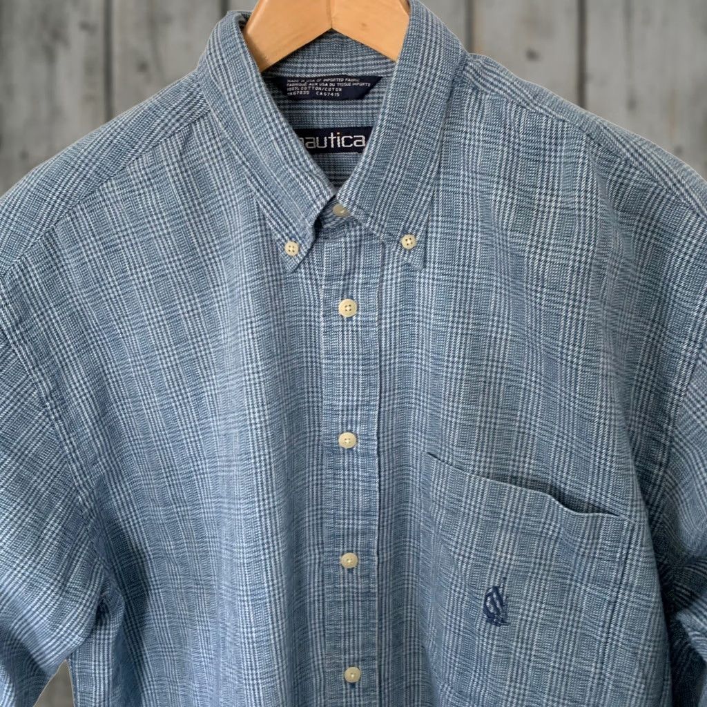 Nautica VINTAGE Nautica Shirt Mens Large Blue Glen Plaid Flannel Long Sleeve Button USA Size US L / EU 52-54 / 3 - 1 Thumbnail