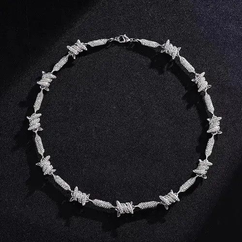 Other 18" 18mm Barbed Wire Thorn Link Chain Choker Necklace🔥🔥🔥 Size ONE SIZE - 1 Thumbnail