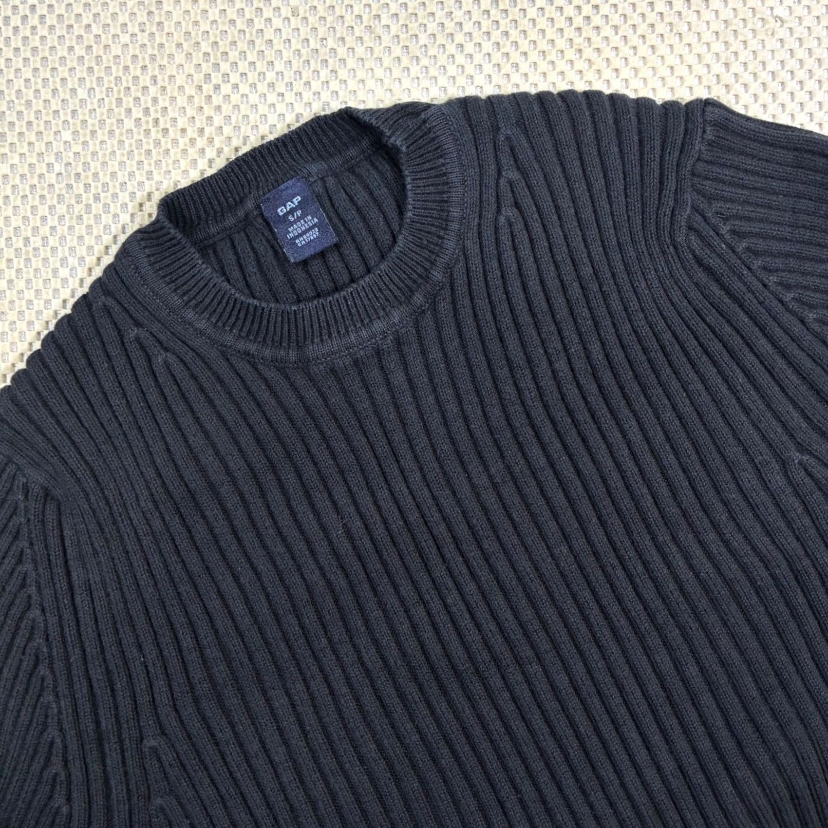 Gap VINTAGE GAP Women's S Ribbed Crew Neck Long Sleeve Sweater Dark Navy Blue Size S / US 4 / IT 40 - 3 Thumbnail
