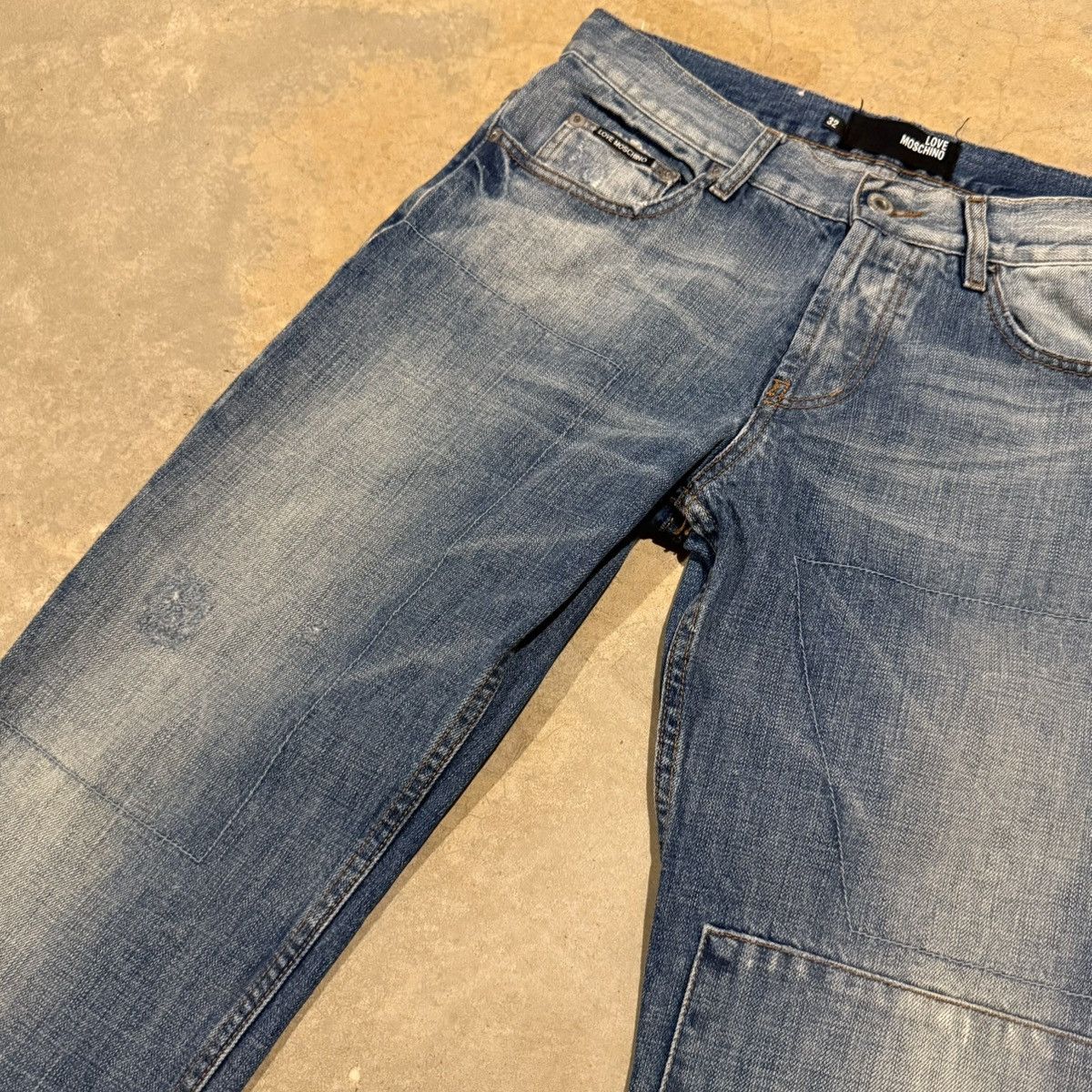 Moschino Love Moschino Patchwork Distressed Faded Jeans Grunge ERD Size US 31 - 6 Thumbnail