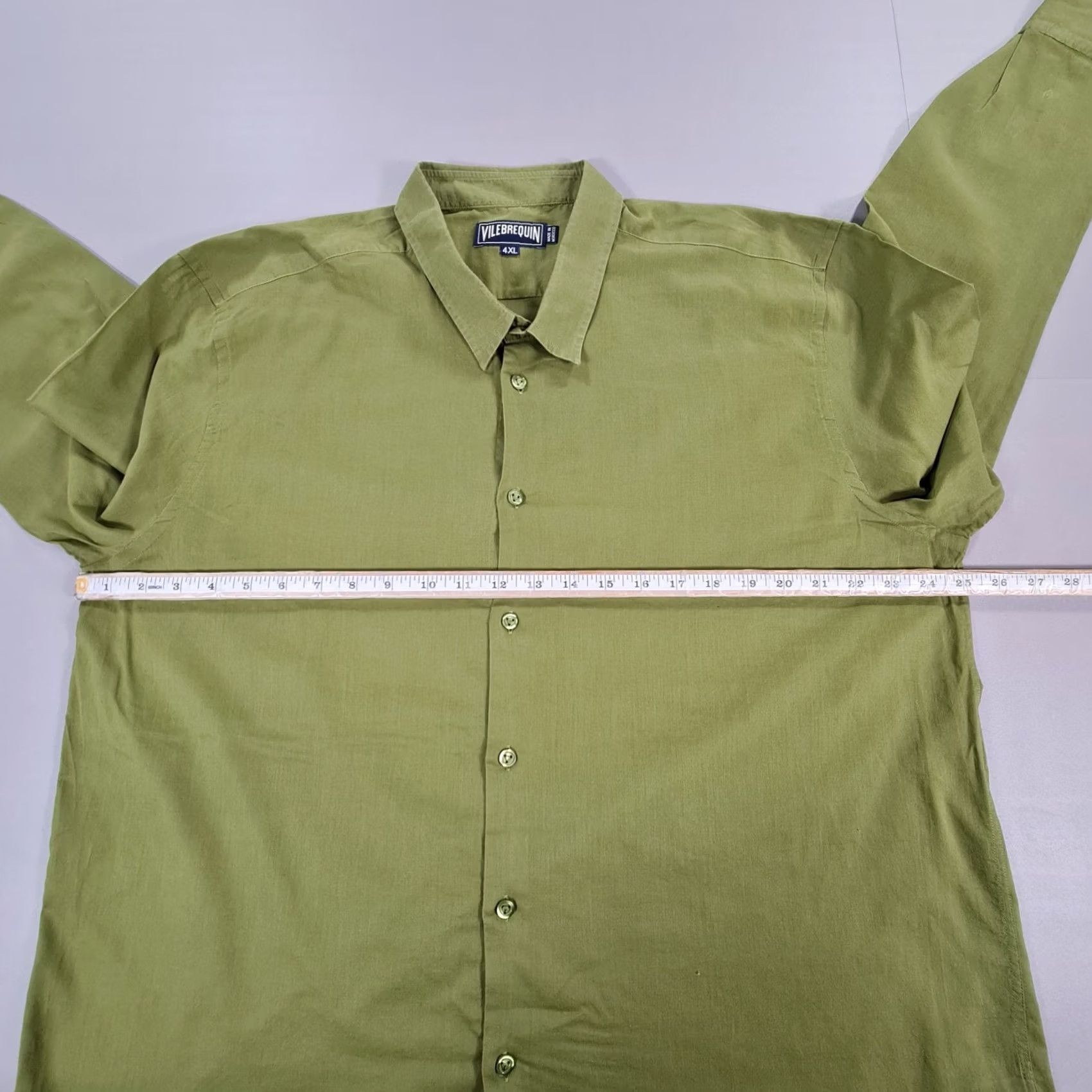 Vilebrequin VINTAGE not included; but original is not vintage. Use: Vilebrequin Mens Shirt Green 4XL Cotton Breathable Long Sleeves Button Up Size US XXL / EU 58 / 5 - 7 Thumbnail