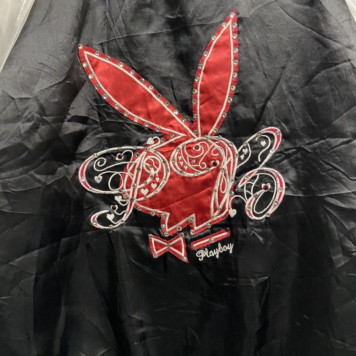 Playboy Y2K Playboy Bunny Satin Bomber Jacket Black Silver Red Size US XS / EU 42 / 0 - 12 Thumbnail