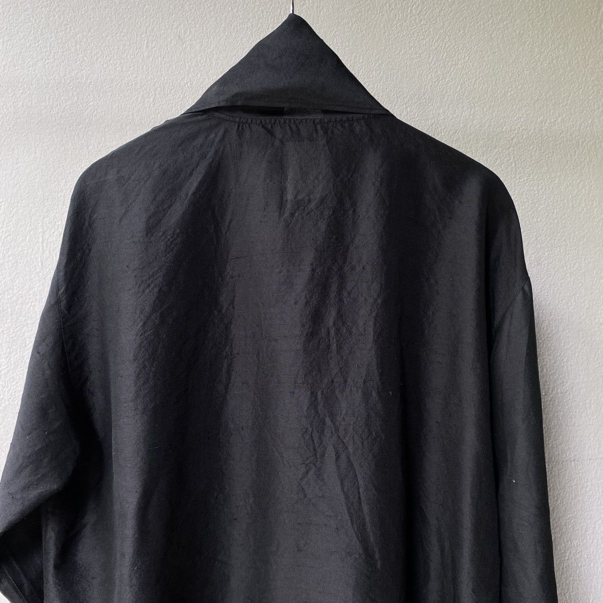 Issey Miyake IS Issey Miyake Black Silk Long Sleeve Bow Tie Collar Shirt Size XL / US 12-14 / IT 48-50 - 10 Thumbnail