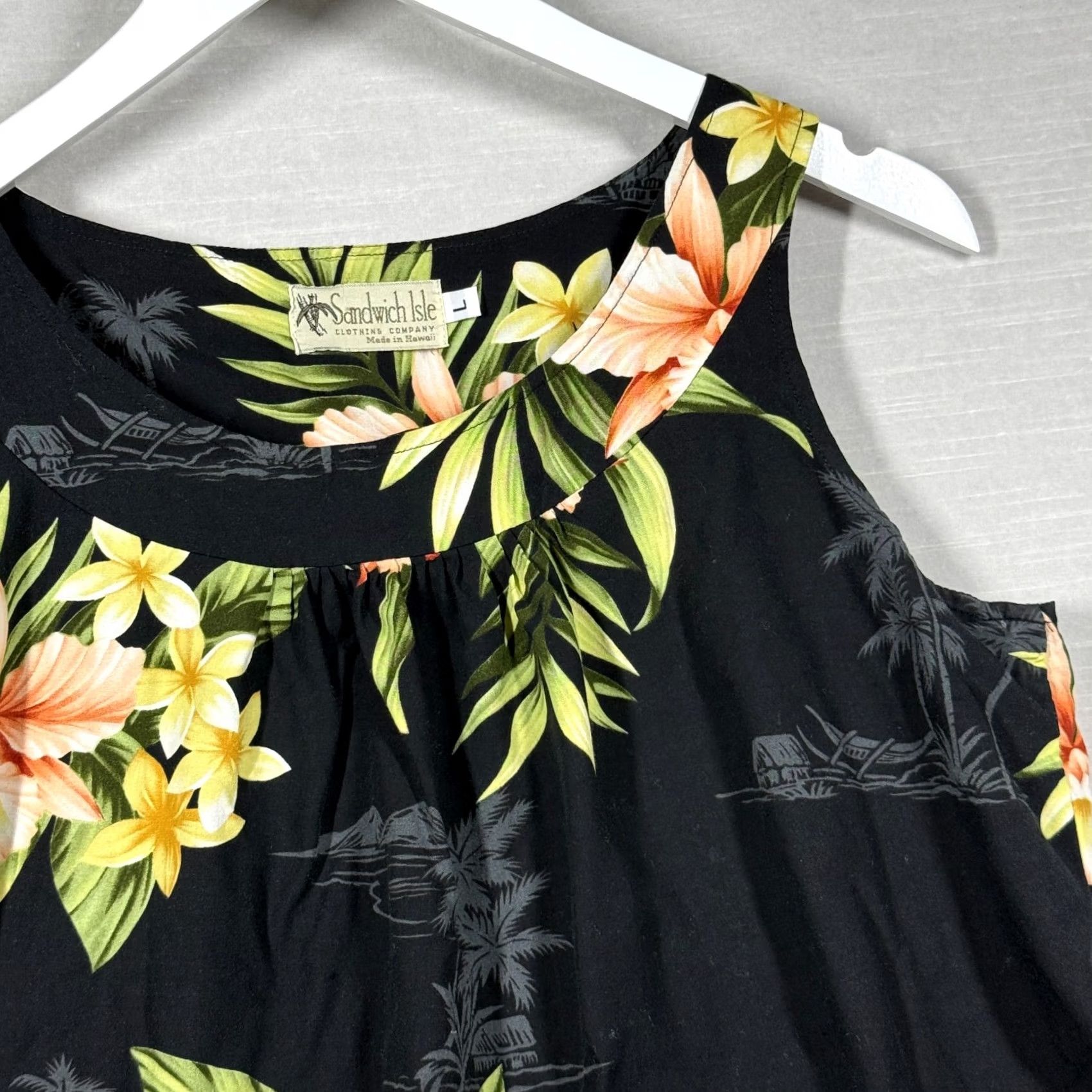 ALOHAS Sandwich Isle Top Womens Large Black Floral Hawaii Vacation Aloha Flowy Casual Size L / US 10 / IT 46 - 3 Thumbnail