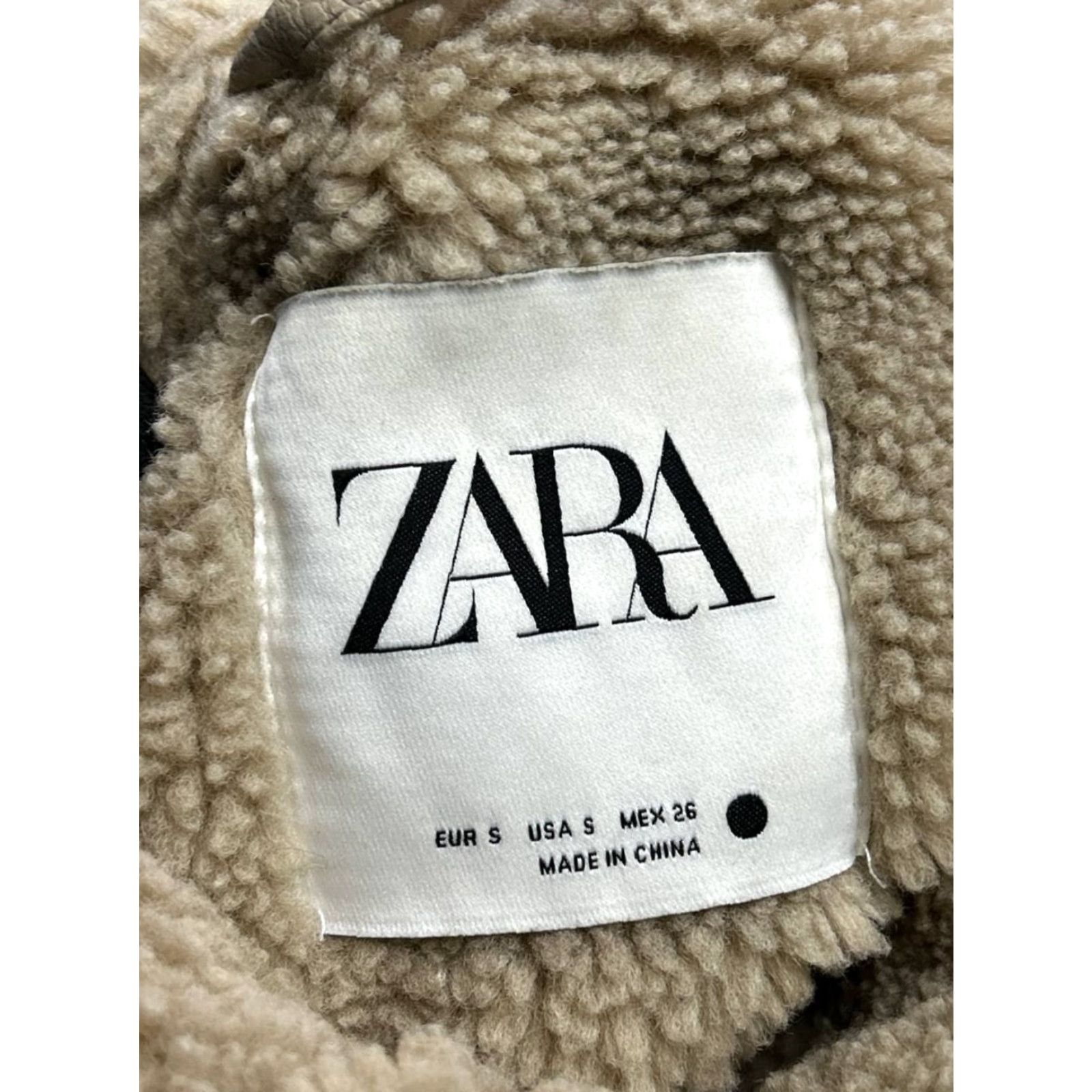 Zara Zara Biker Moto Jacket Women Small Beige Faux Leather Shearling Asymmetrical Zip Jacket Size S / US 4 / IT 40 - 6 Thumbnail