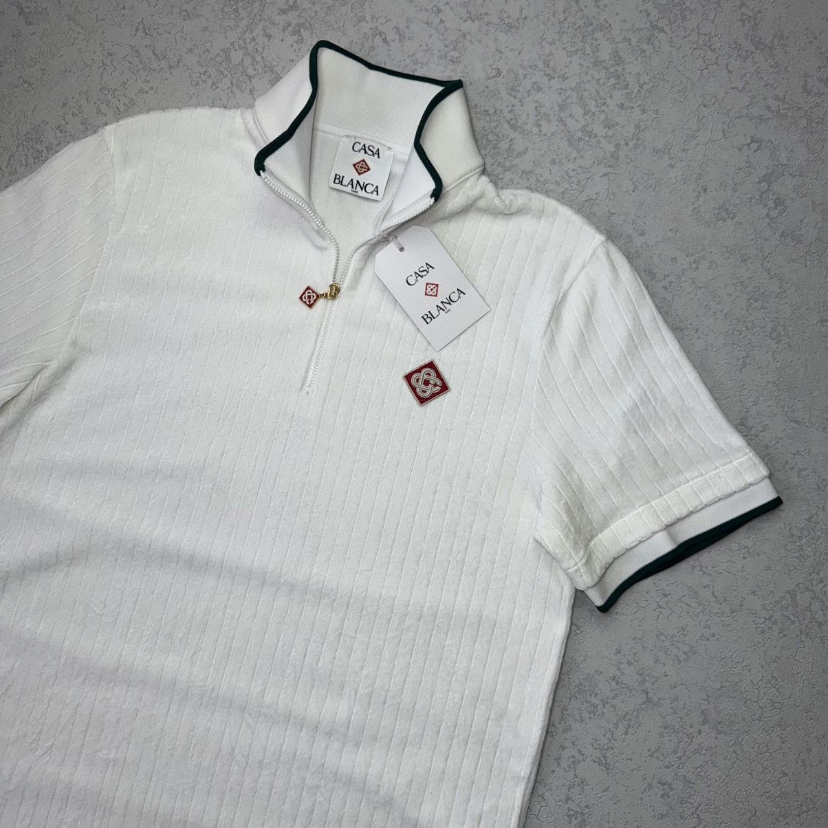 Casablanca Casablanca Velour Ribbed Polo Jersey 1/4 Zip Top Size US M / EU 48-50 / 2 - 5 Thumbnail