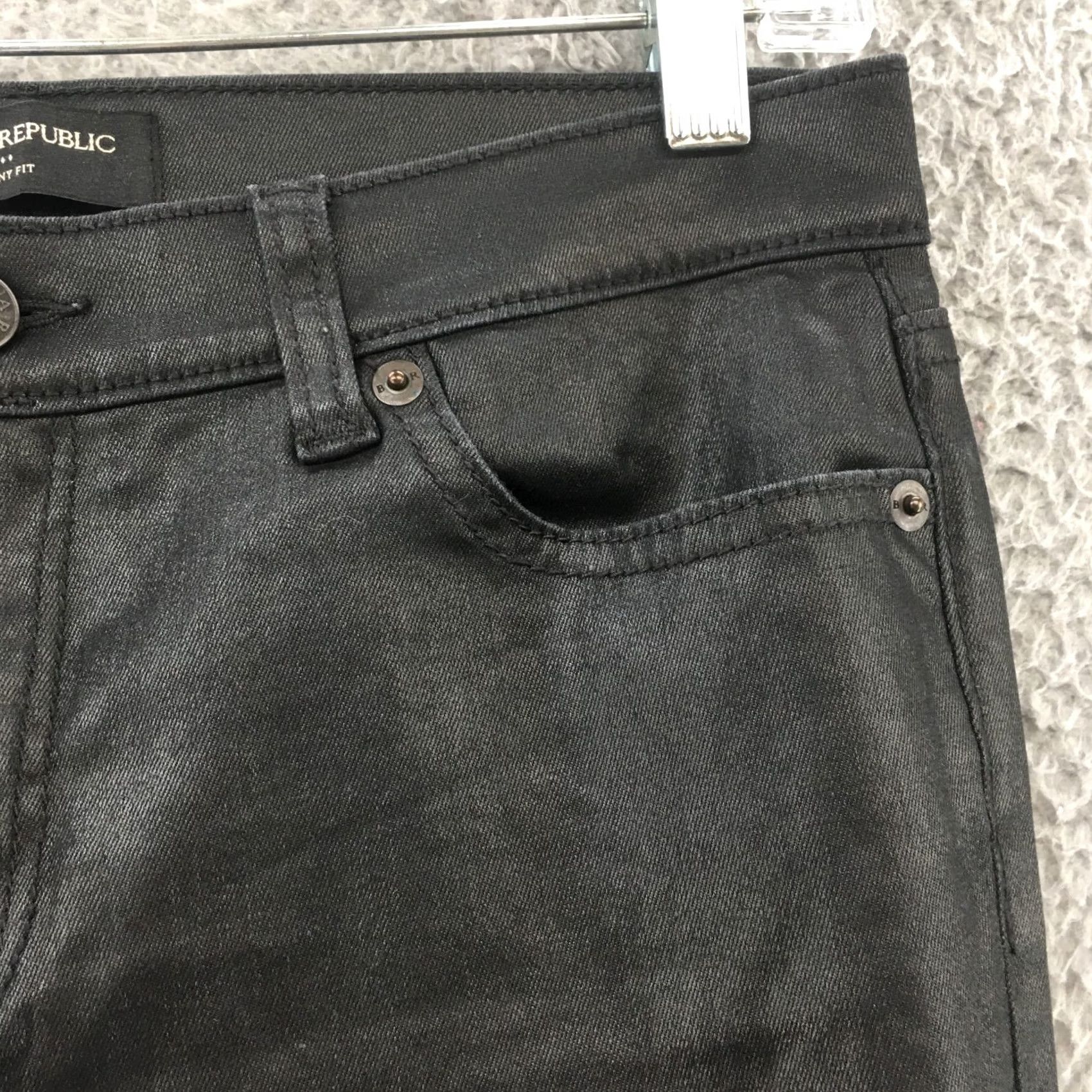 Banana Republic Banana Republic Skinny Jeans Womens 29x28.5 Black Cotton Blend 5-Pocket Design Zip Accents Button Size 42" / US 20 - 5 Thumbnail