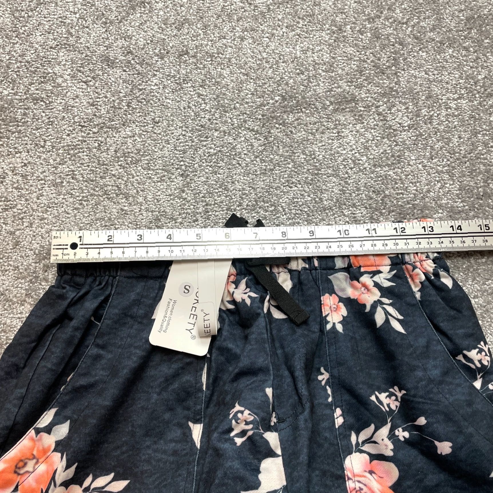 Vintage Merokeety Paperbag Shorts Womens Small Blue Floral Stretch Rayon Soft New NWT Size 28" / US 6 / IT 42 - 5 Thumbnail