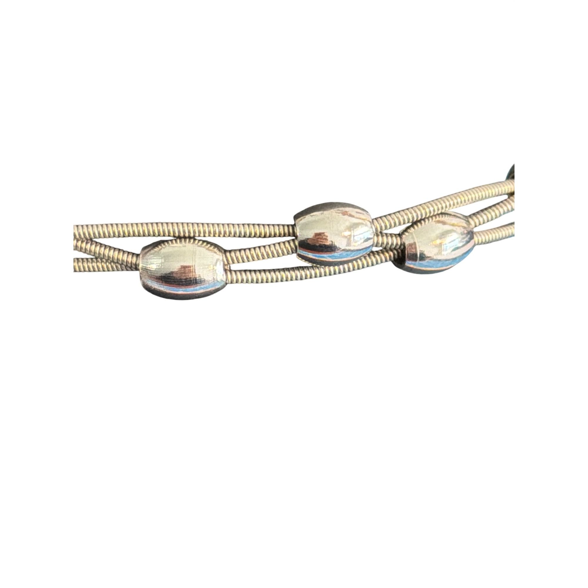 Other Vtg Stainless Steel Bangle Bracelet Fixed Beads Braided Snak Size ONE SIZE - 2 Thumbnail
