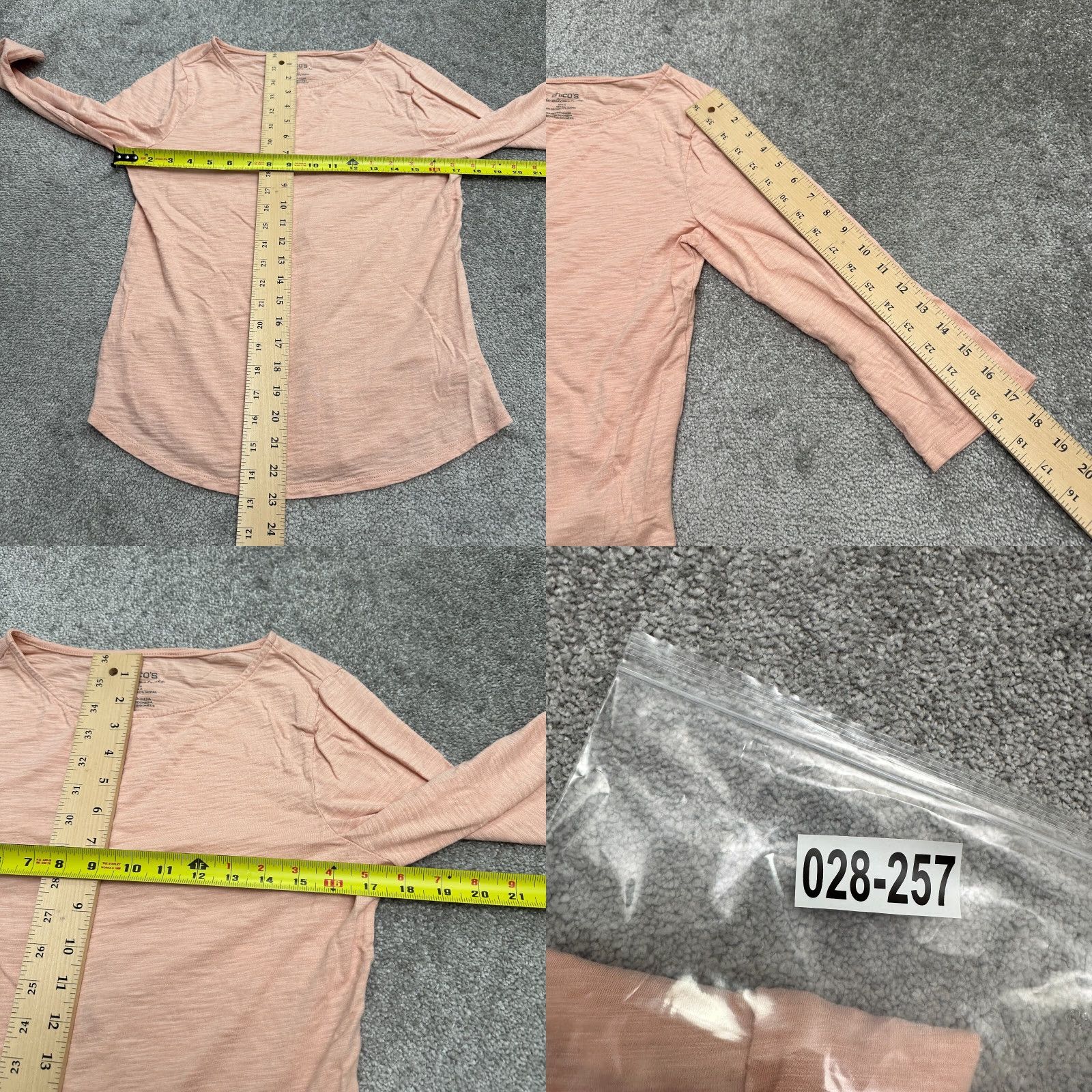 Vintage CHICO'S T-Shirt Womens Long Sleeve Cotton Blend Orange 0 Peach Round Neck Casual Tee S Regular Size Ladies Classic/Outdoor 90s? (No, avoid 90s) Size S / US 4 / IT 40 - 8 Thumbnail