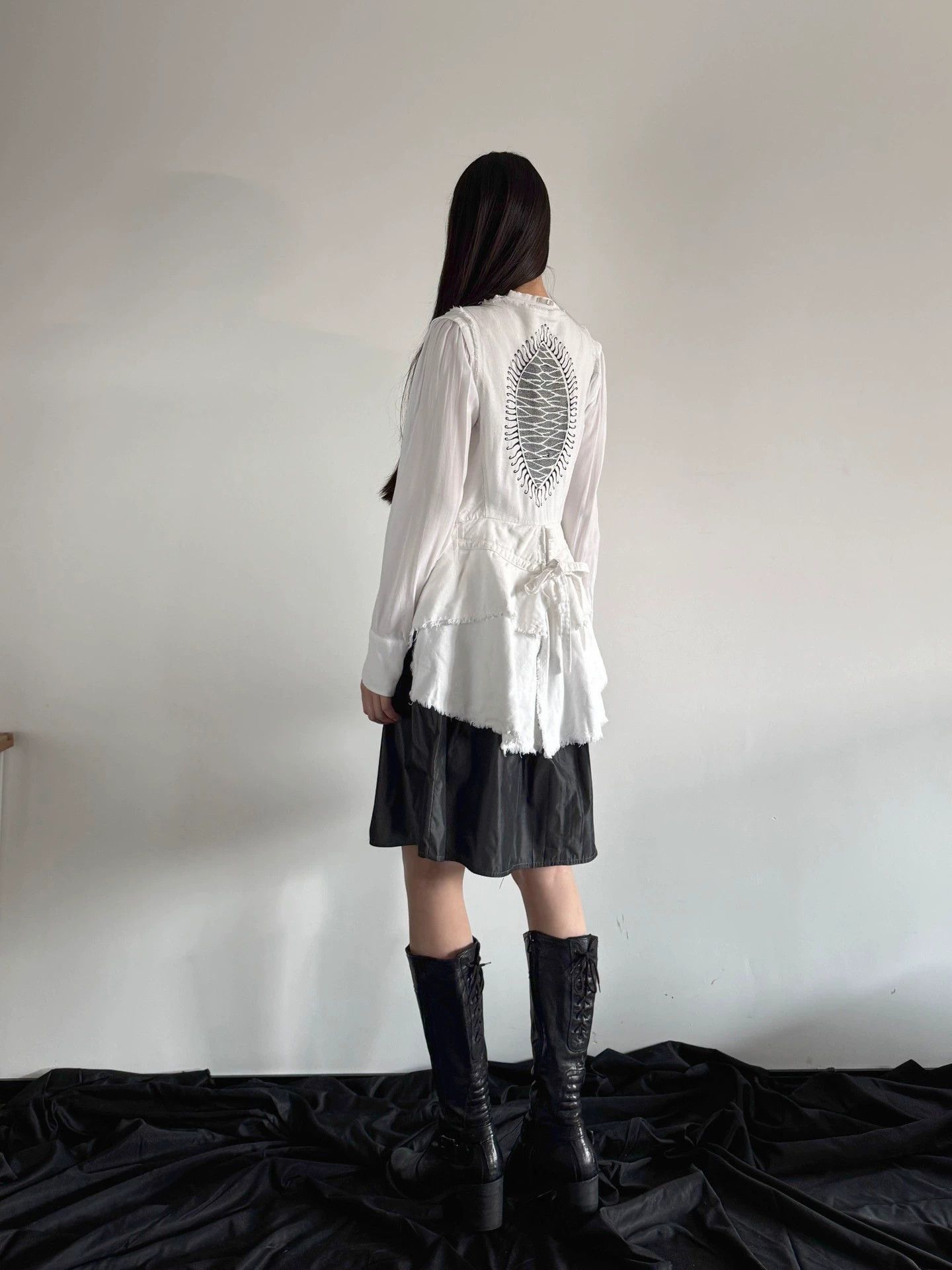 Vintage French Brand Distressed Tie Linen/Cotton Jkt Women Size 40 Size S / US 4 / IT 40 - 6 Thumbnail