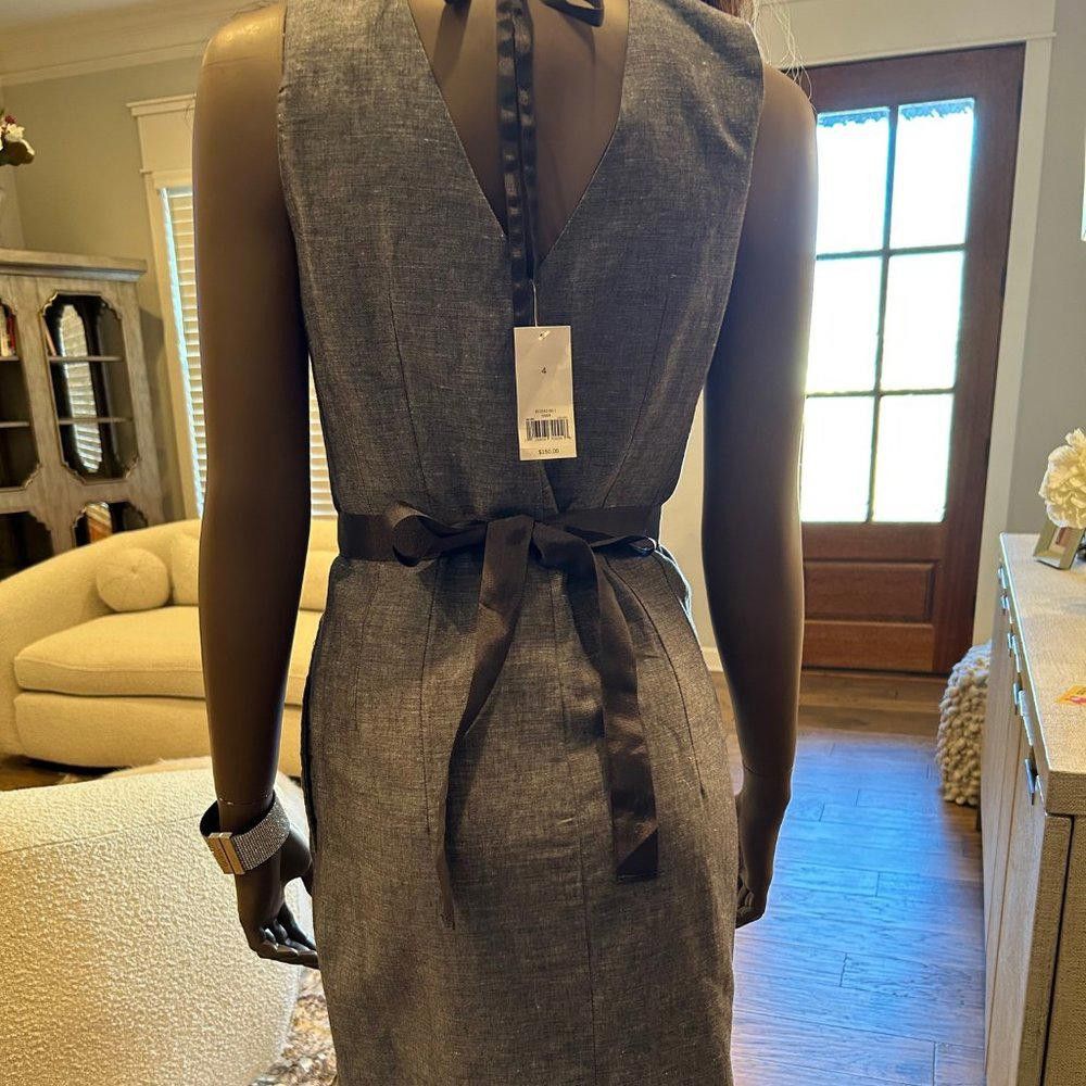 Banana Republic Banana Republic Heather Gray Linen Ribbon Dress Size S / US 4 / IT 40 - 8 Thumbnail