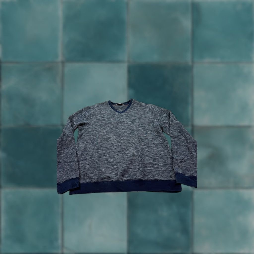 Ike Behar VINTAGE Ike Behar Sweater Mens Large Blue Heather V-Neck Knit Pullover Casual Size US L / EU 52-54 / 3 - 1 Thumbnail