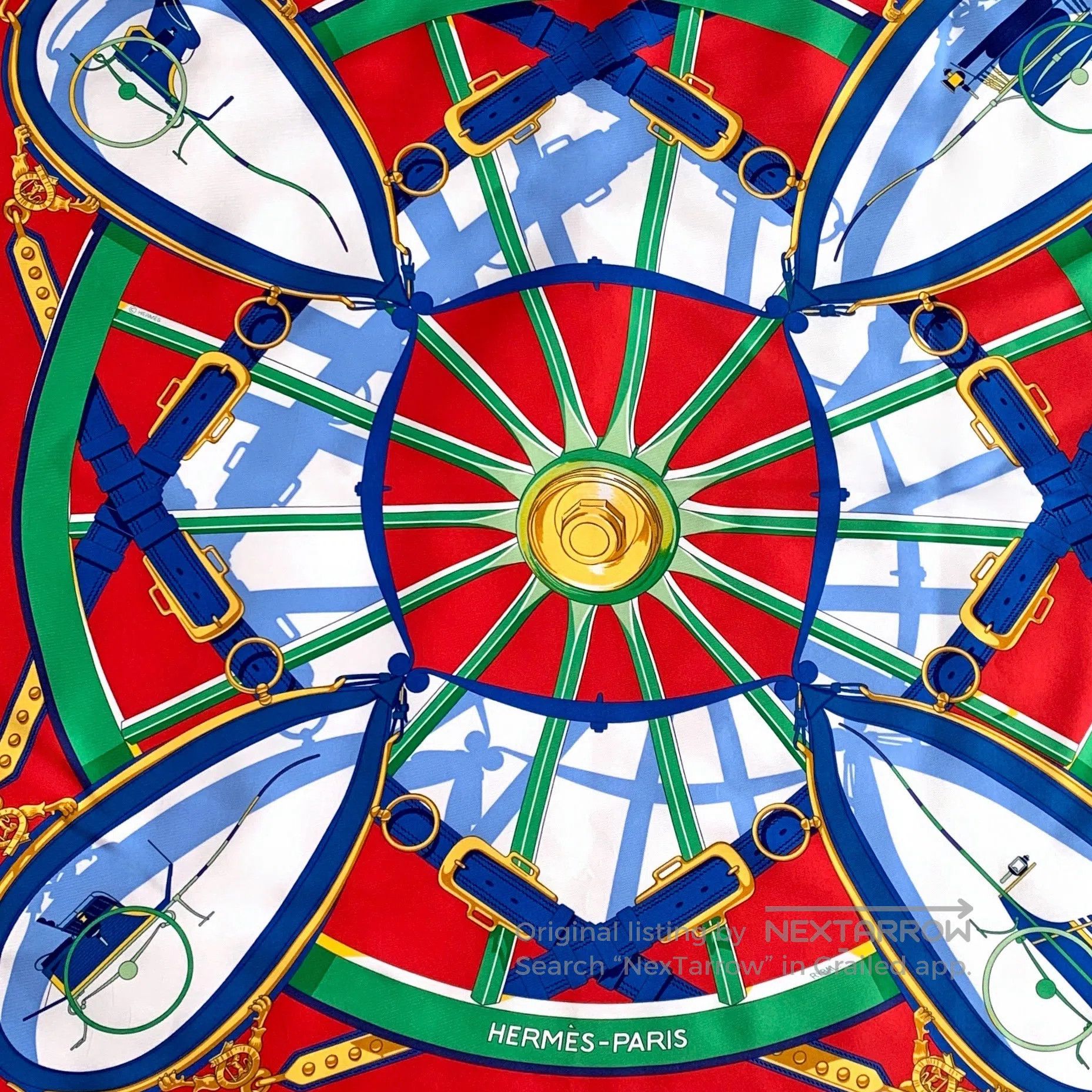 Hermes Hermes Red Wheel of Fortune Printed Silk Scarf| Size ONE SIZE - 3 Thumbnail