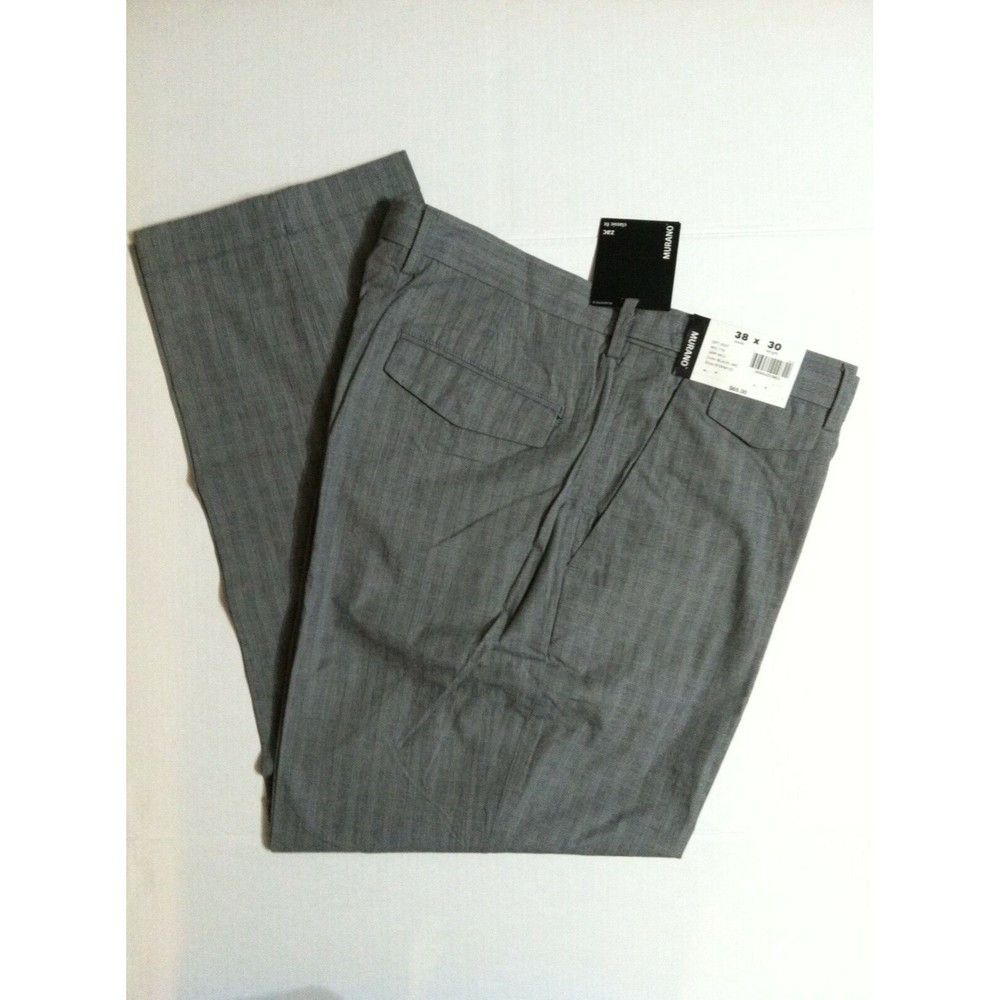 Murano MURANO MENS NEW GRAY 100%COTTON CASUAL PANTS SIZE:38/30 Size US 38 / EU 54 - 1 Thumbnail