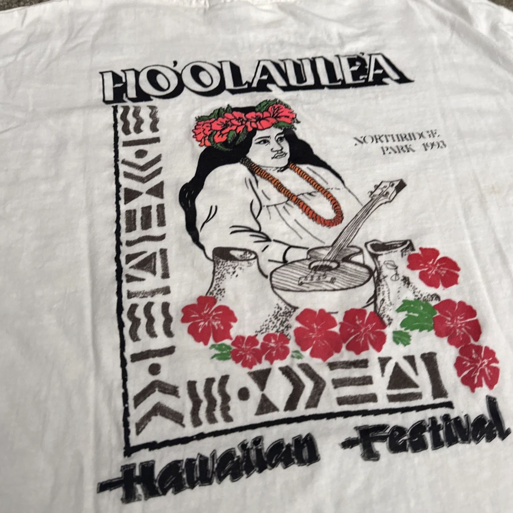 Hanes VINTAGE Hawaii Hoolaulea Festival Hula Double Sided Hanes T-Shirt Large White Mens L Size US L / EU 52-54 / 3 - 3 Thumbnail